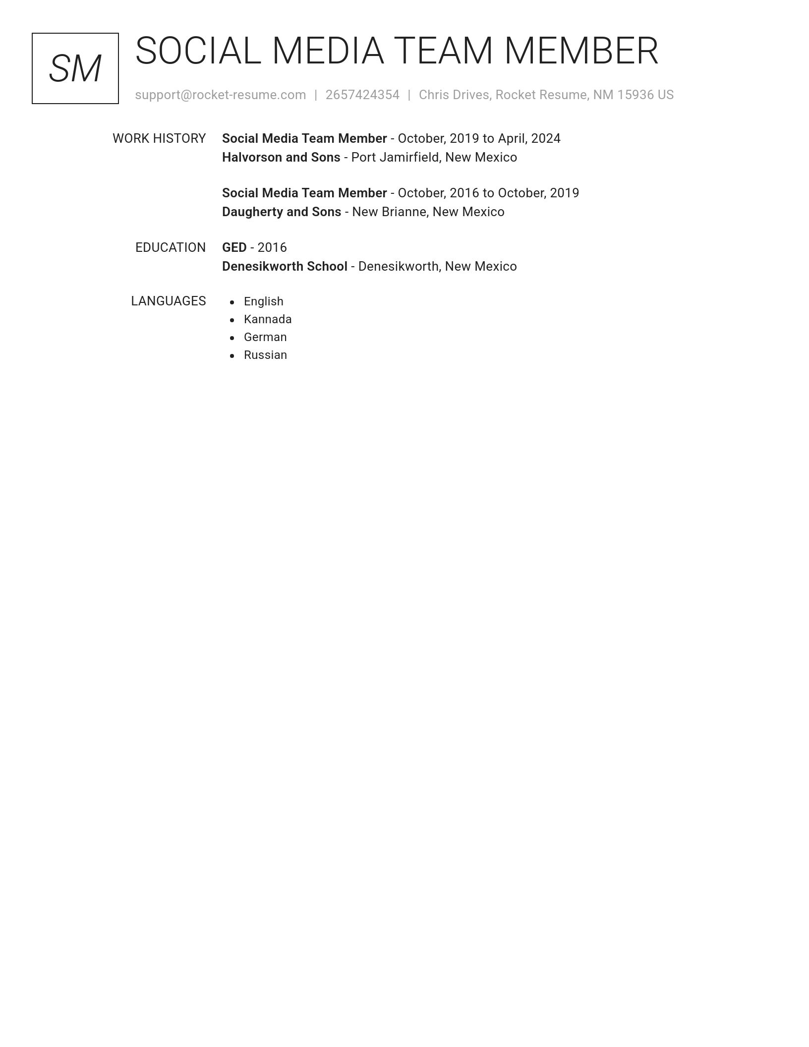 Renowned resume template
