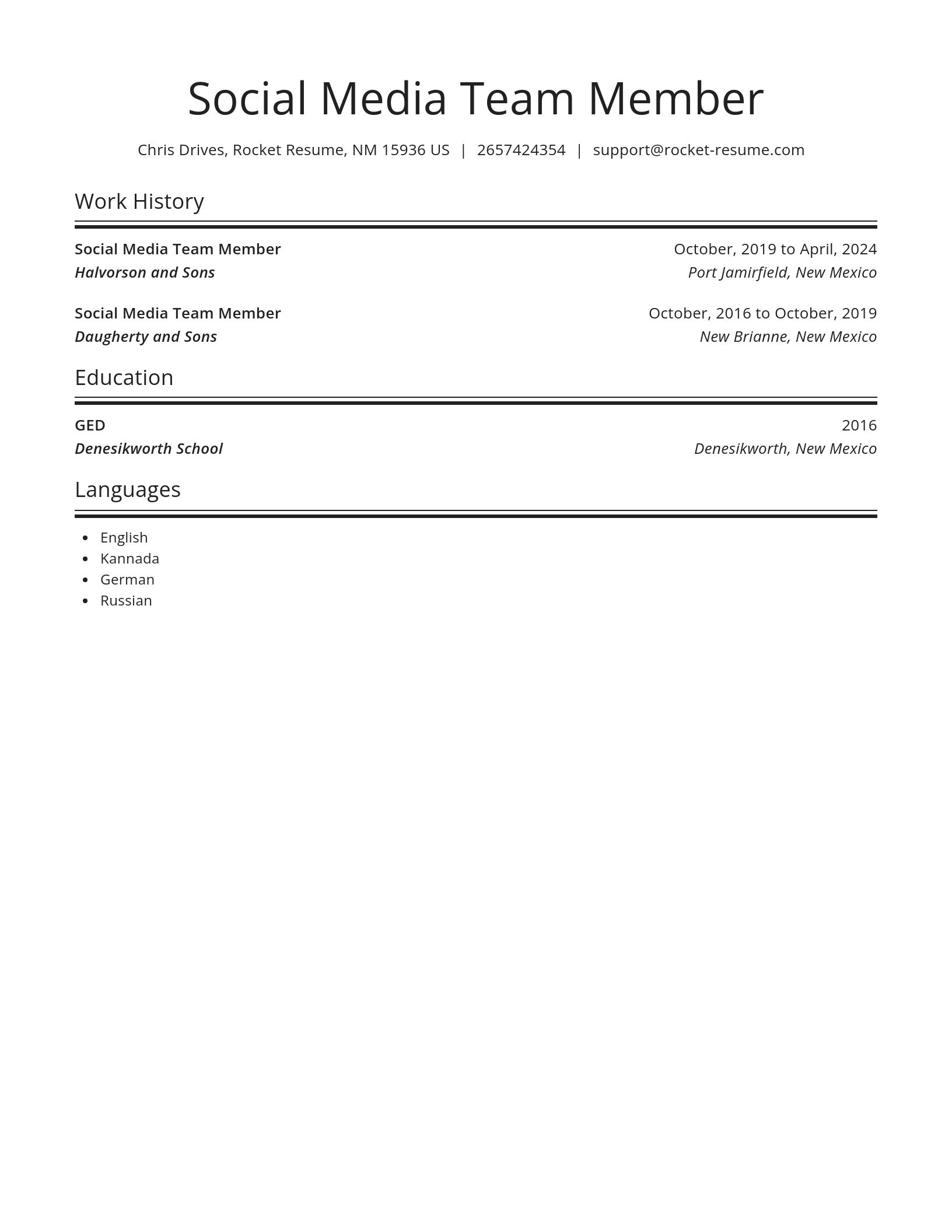 Spotlight resume template