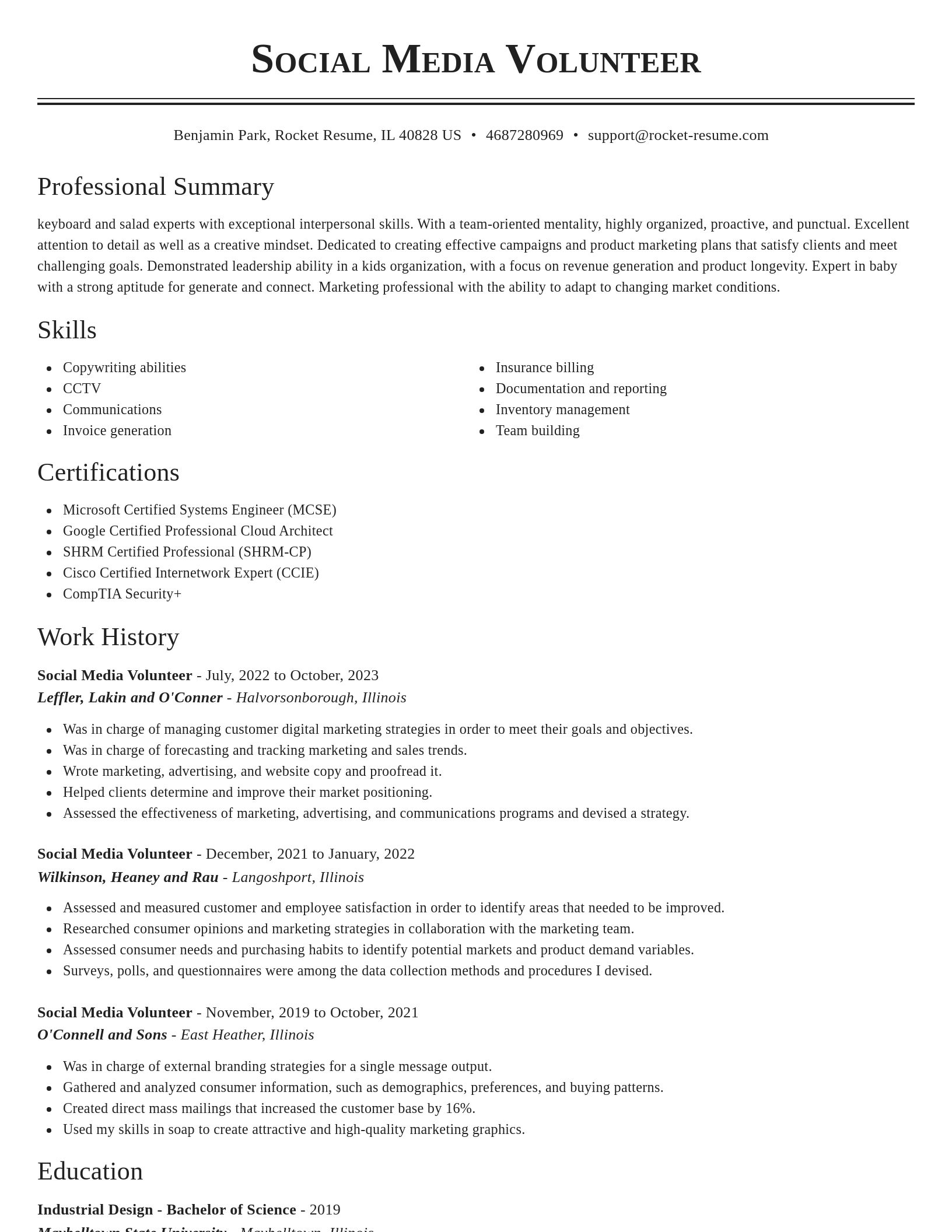 Classic resume template