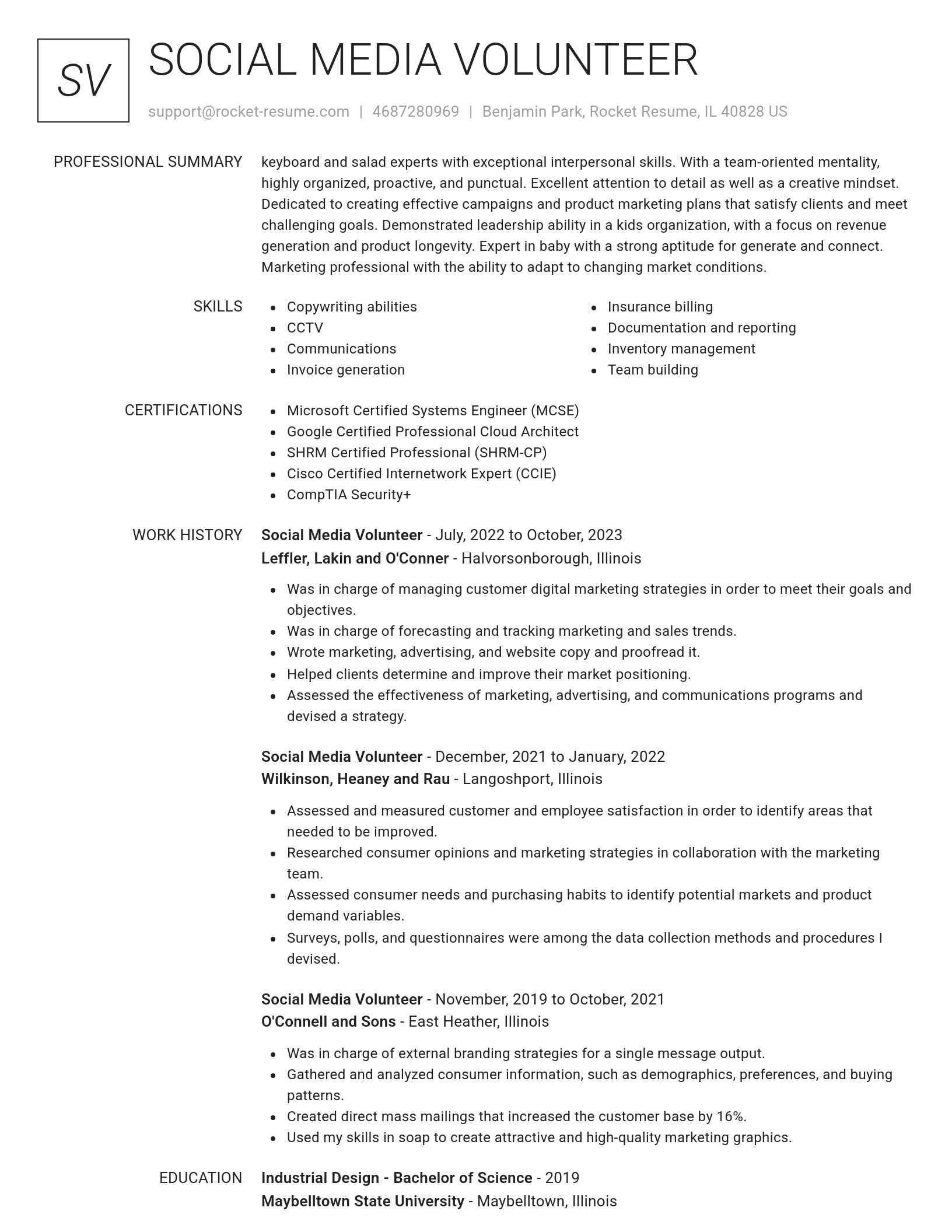 Renowned resume template