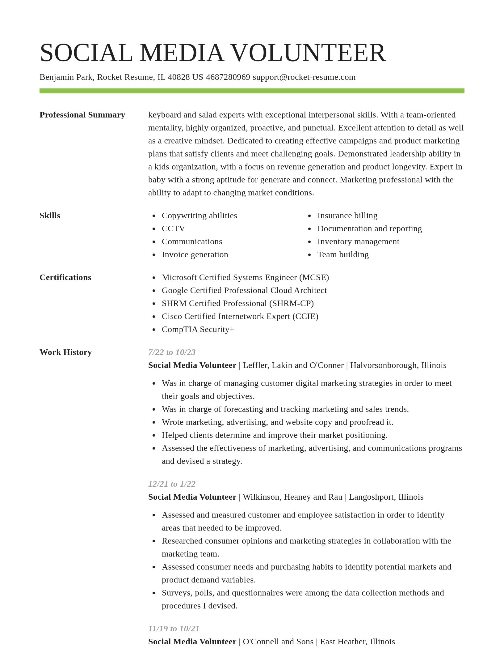 Smart resume template