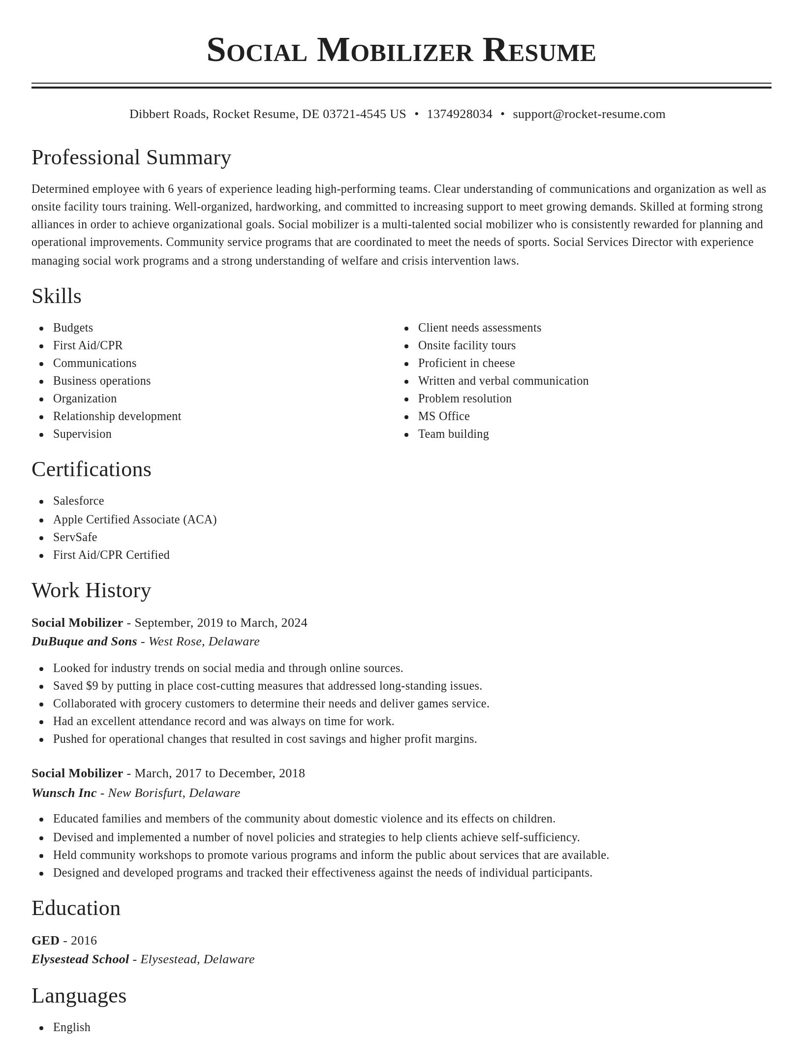 Classic resume template