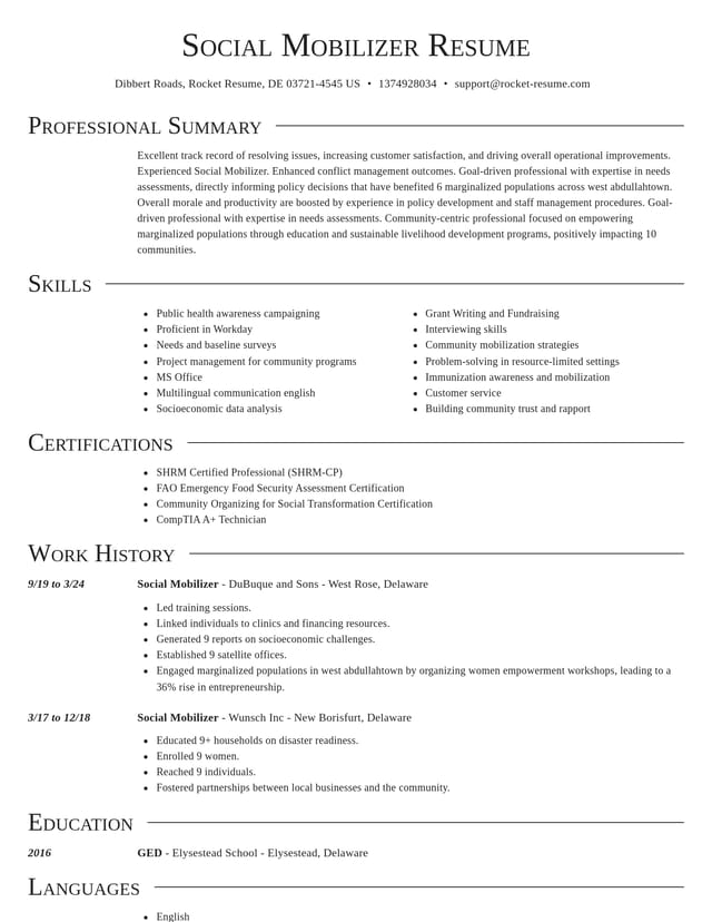 Director resume template