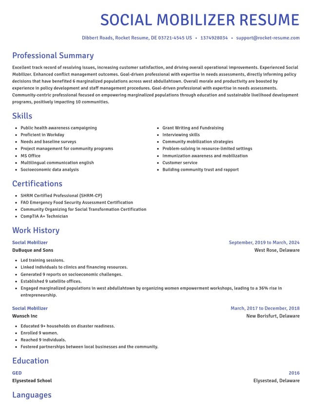 Novel resume template