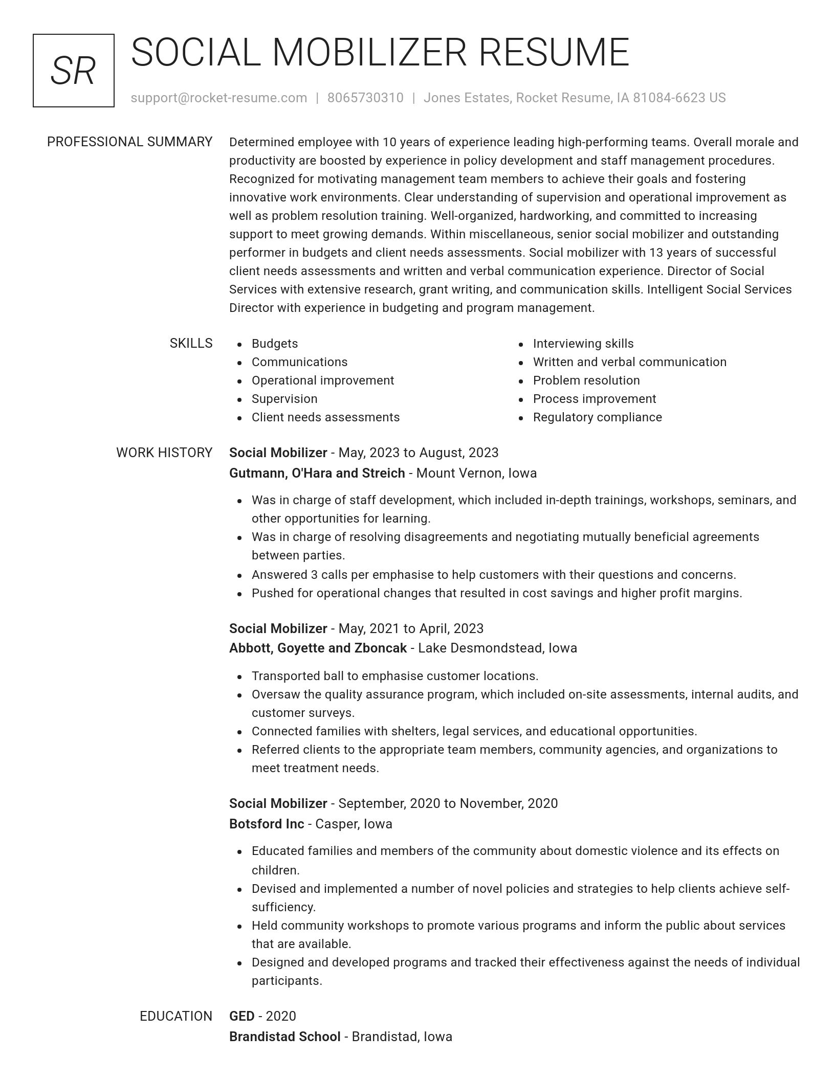 Renowned resume template