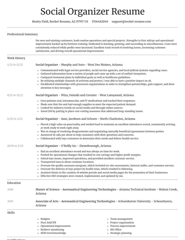Dignified resume template