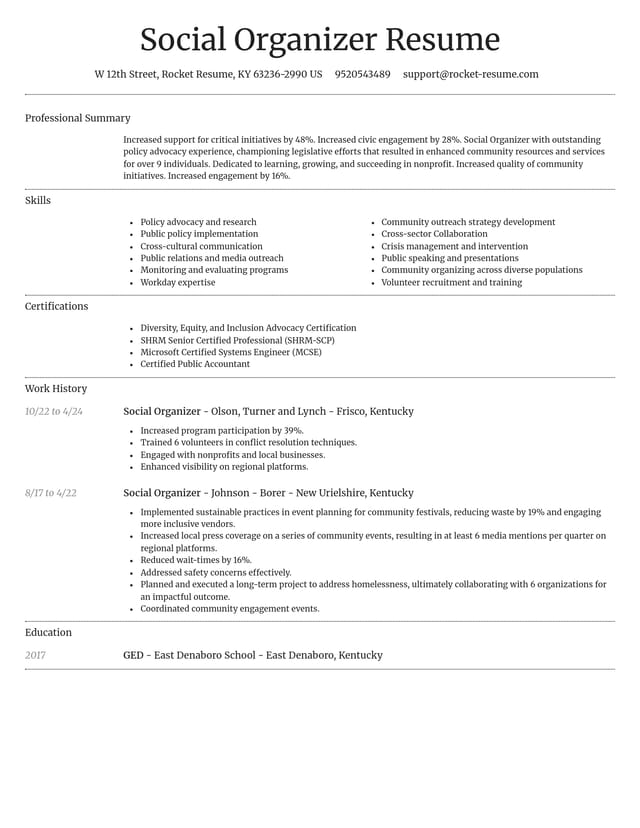 Dignified resume template