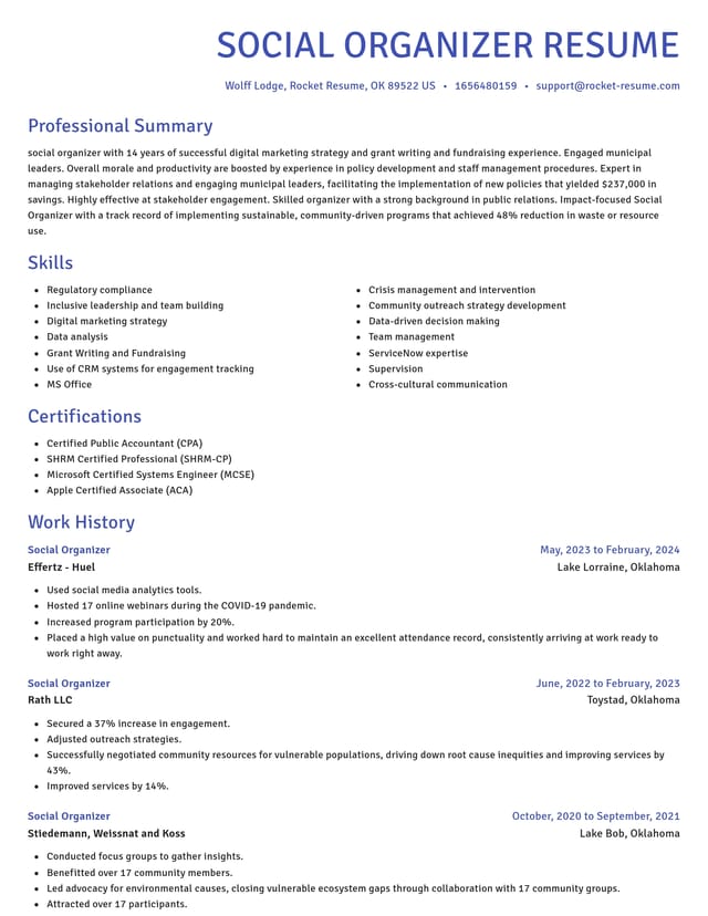Novel resume template