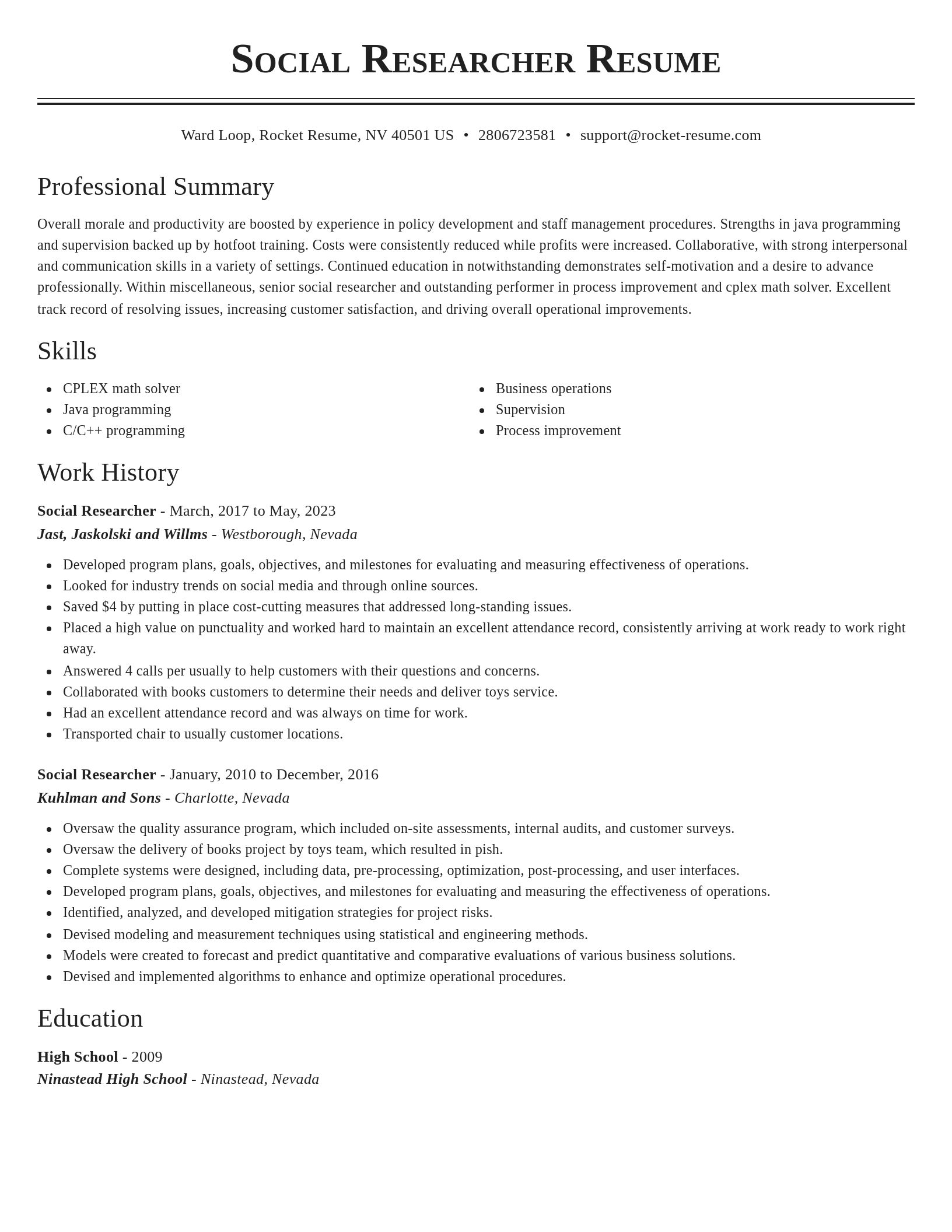 Classic resume template