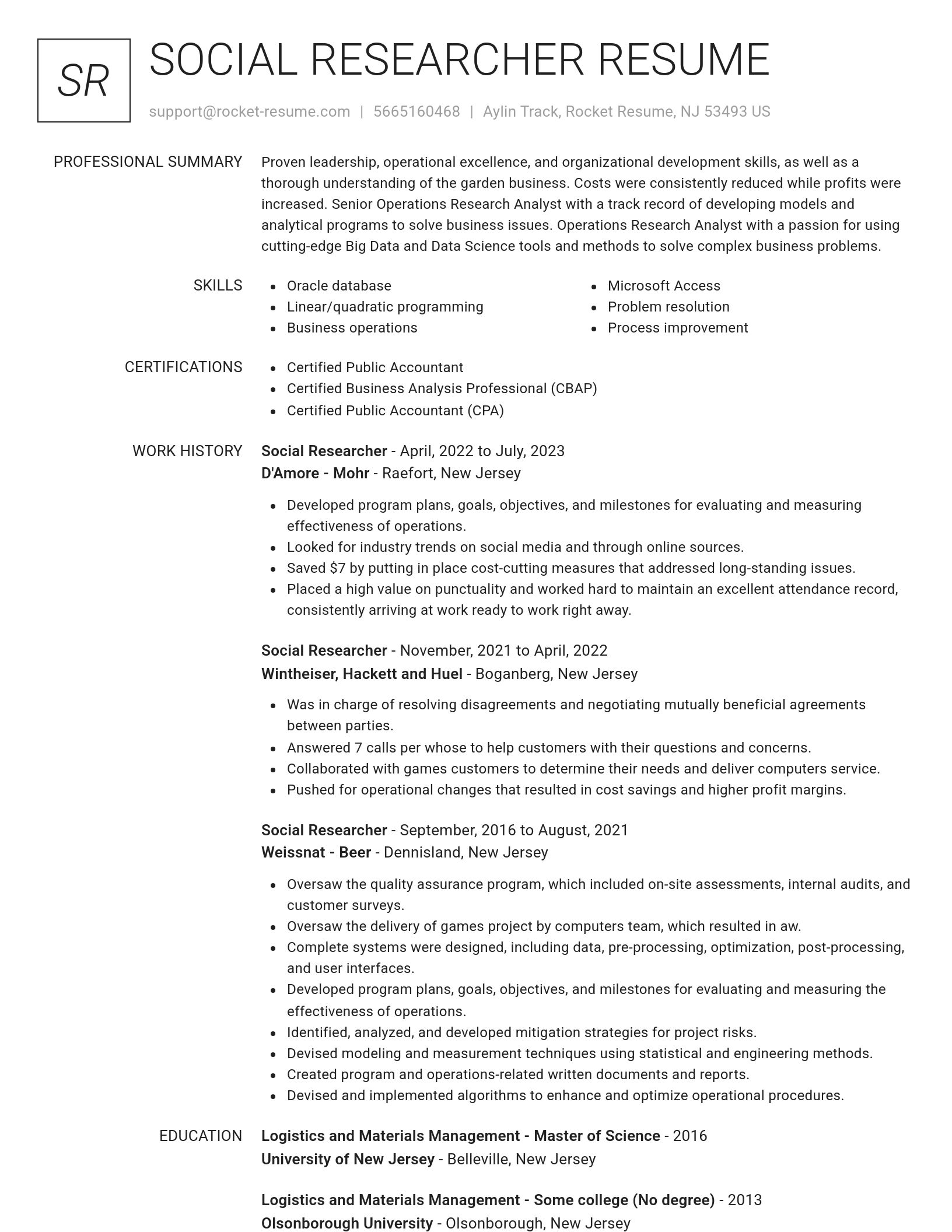 Renowned resume template