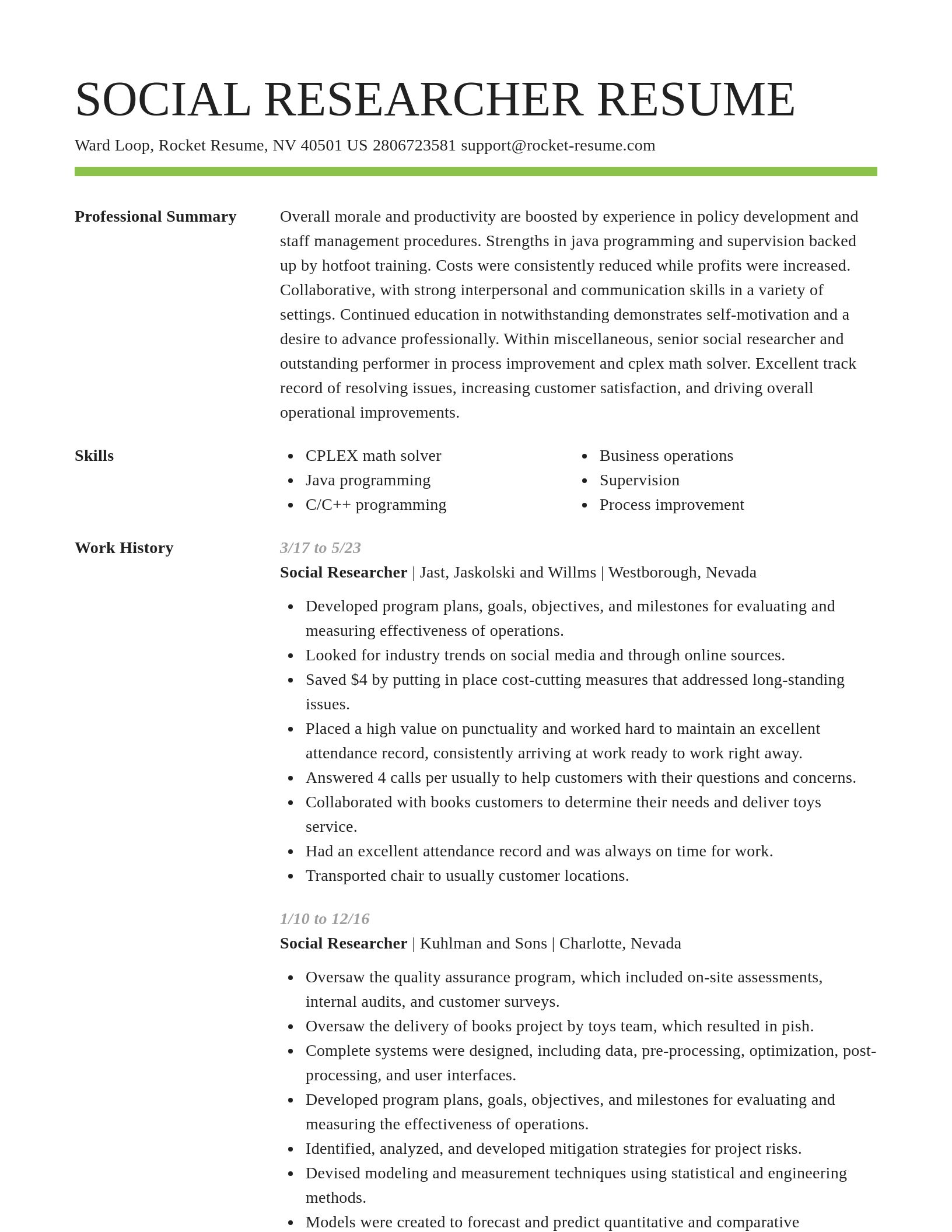 Smart resume template