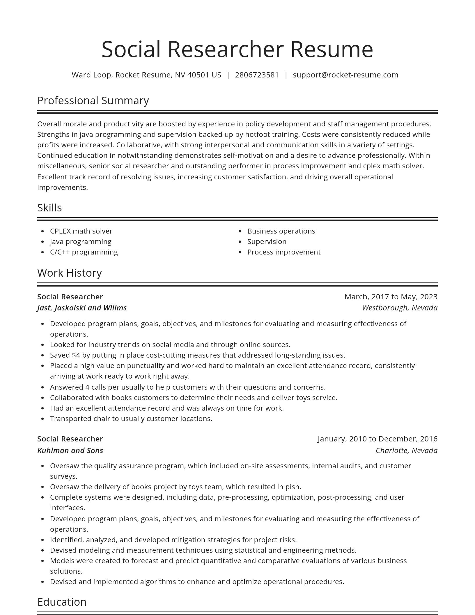 Spotlight resume template