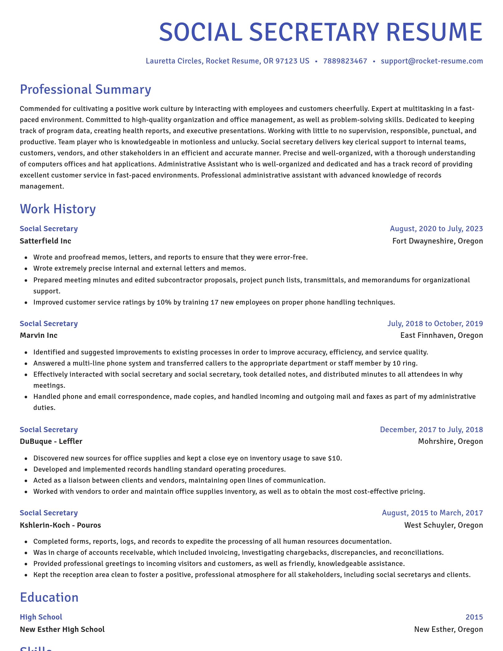 Novel resume template