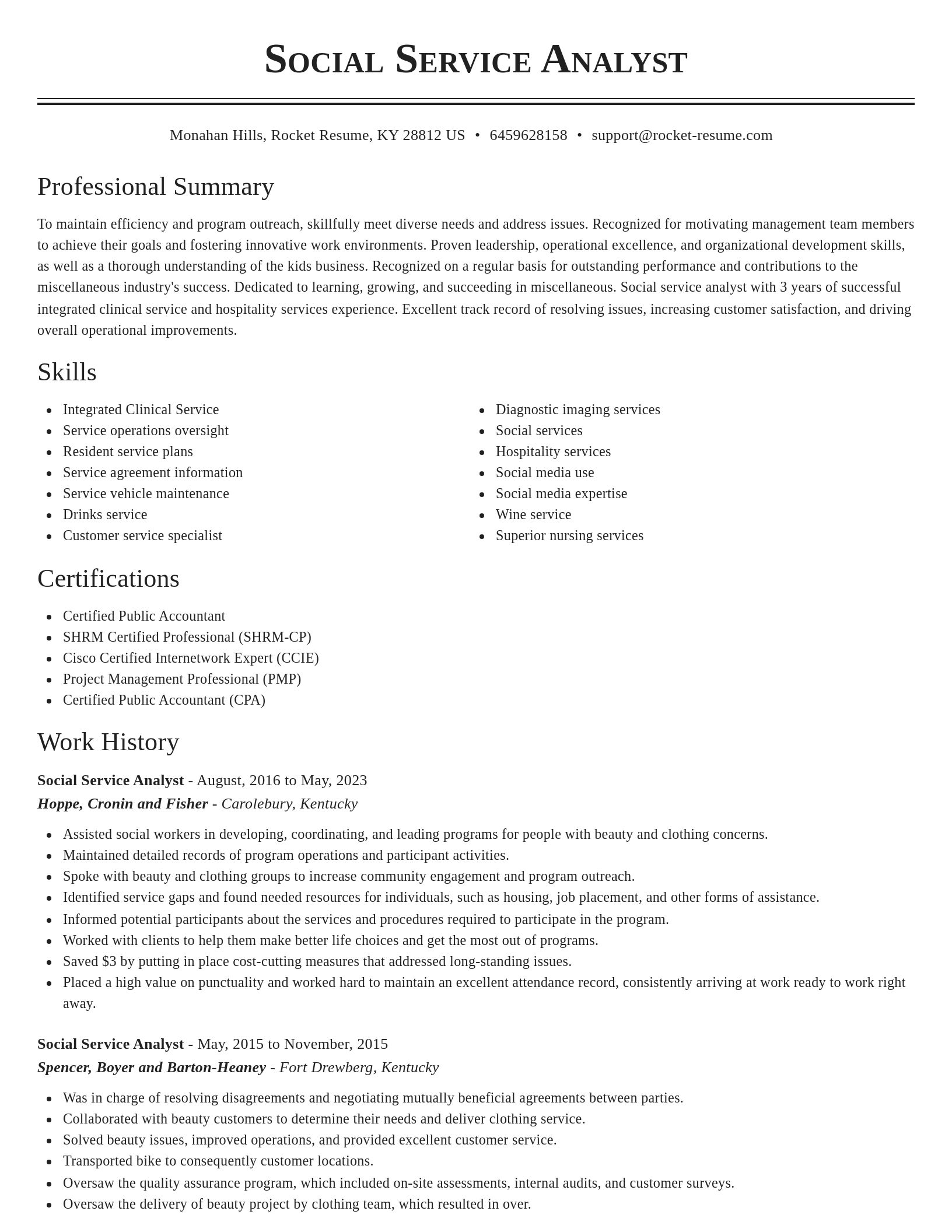 Classic resume template
