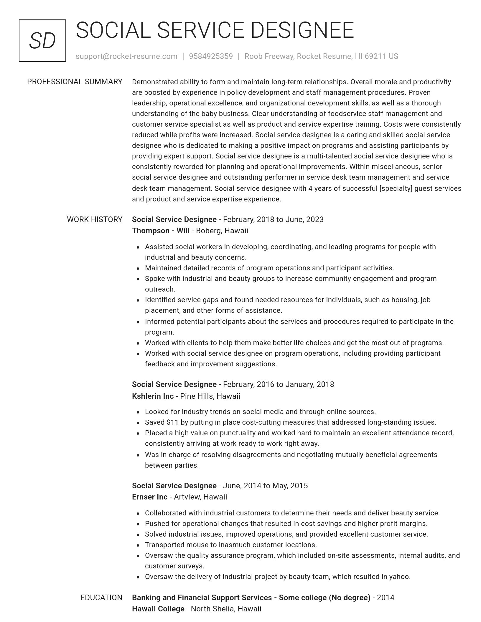 Renowned resume template