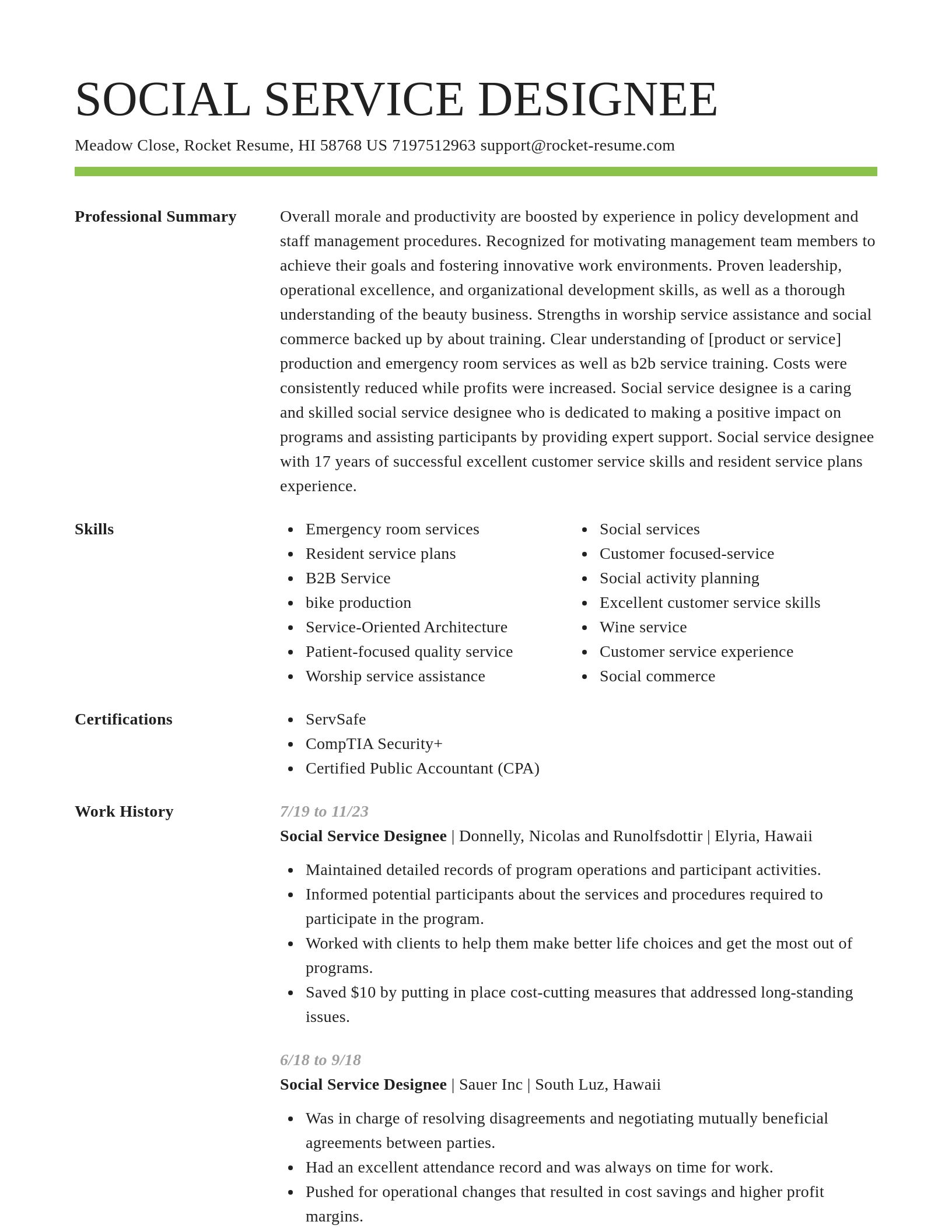 Smart resume template