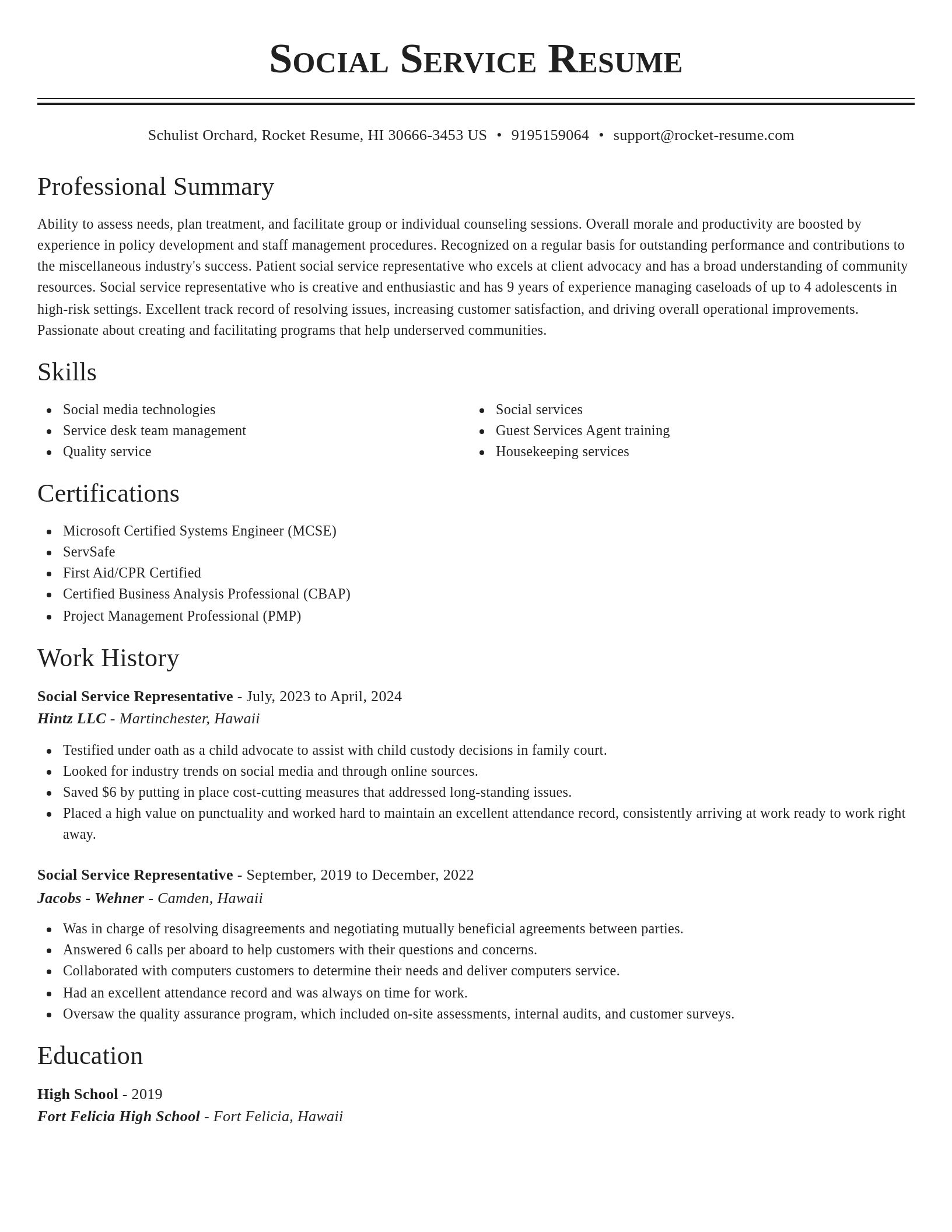 Classic resume template