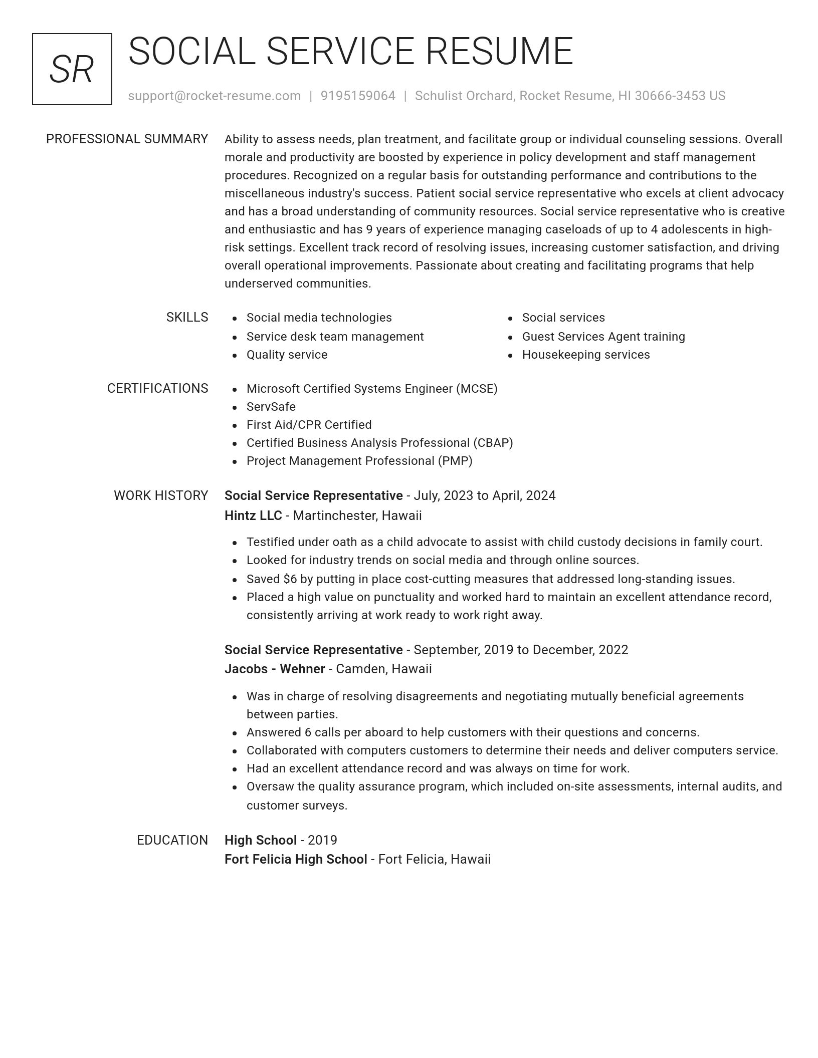 Renowned resume template