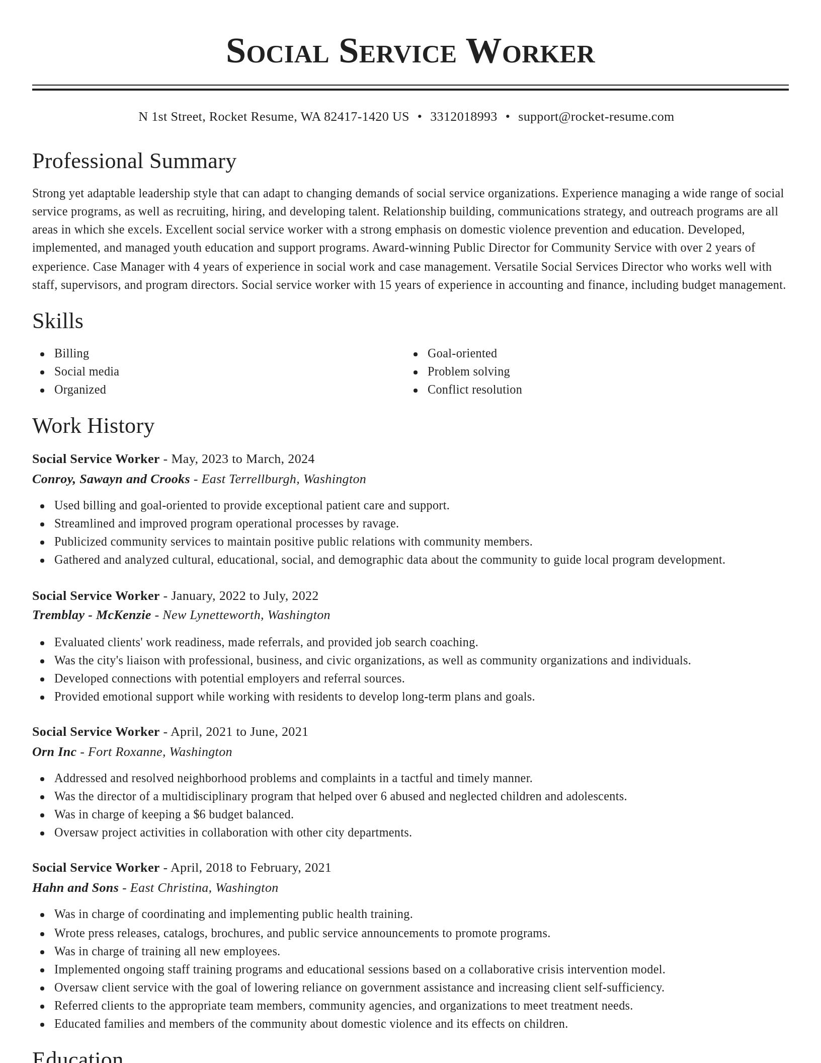 Classic resume template