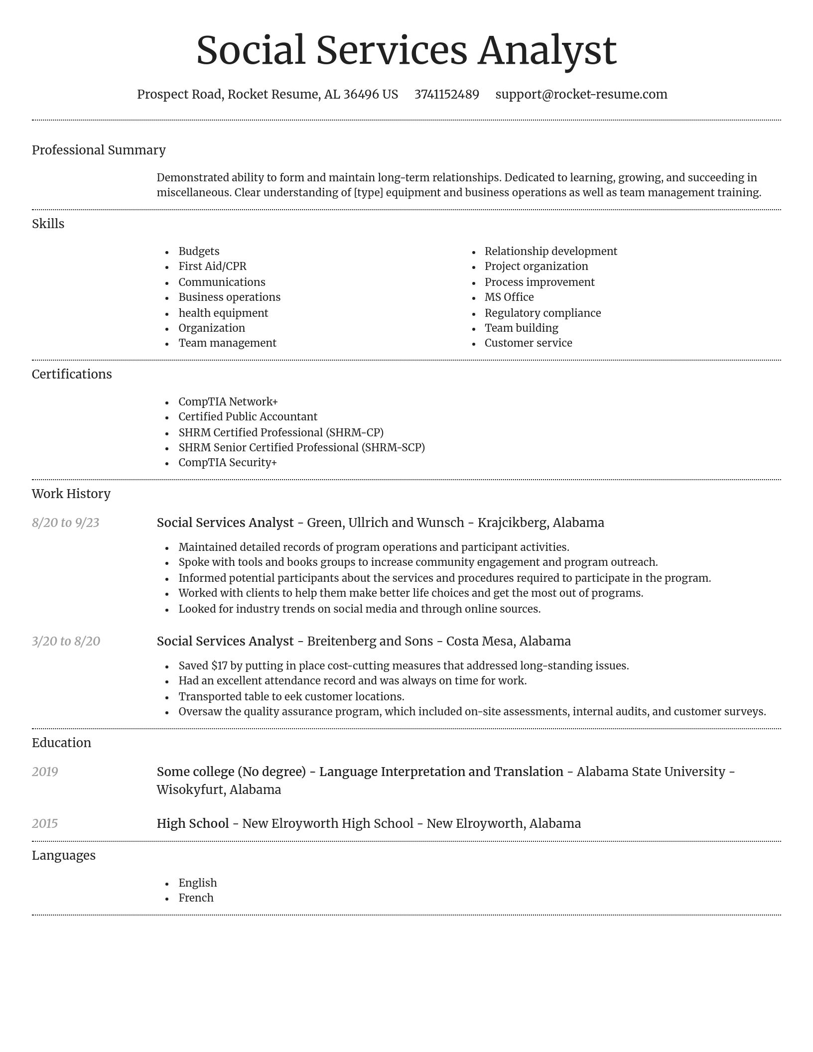 Dignified resume template