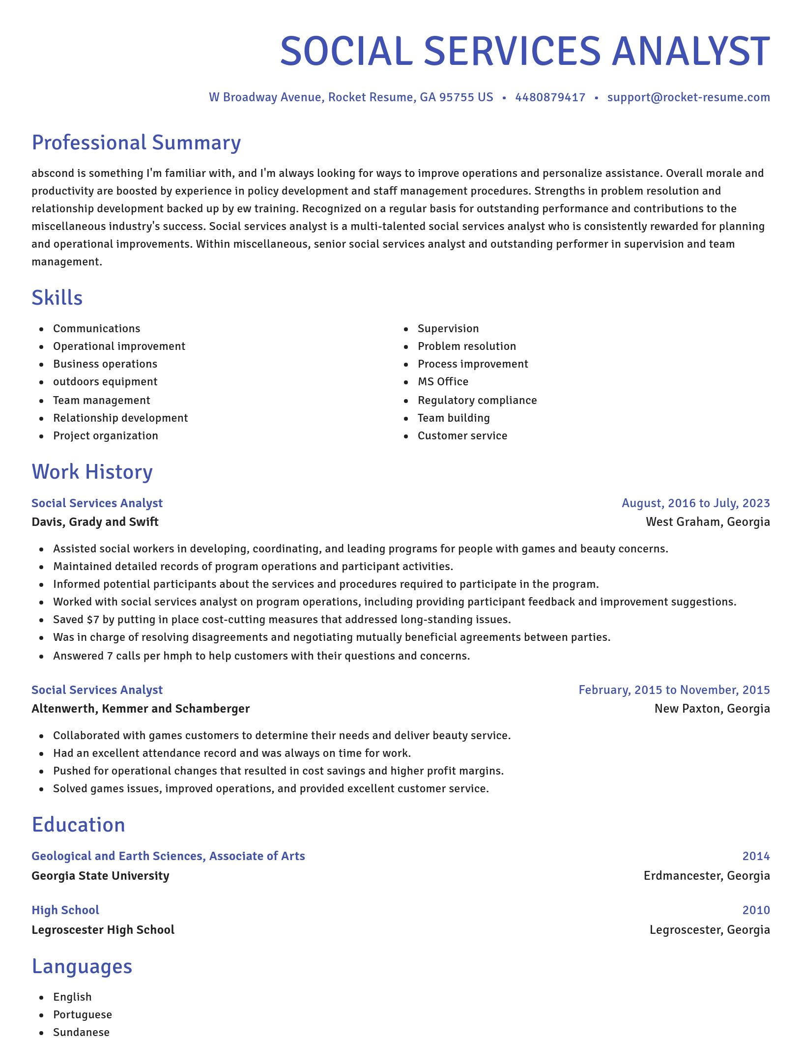 Novel resume template