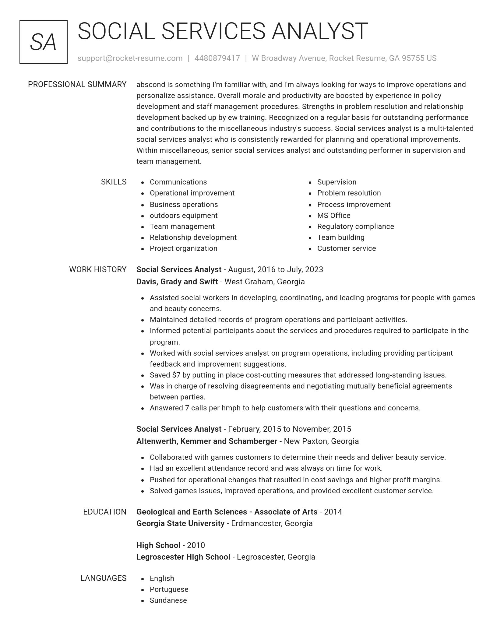 Renowned resume template