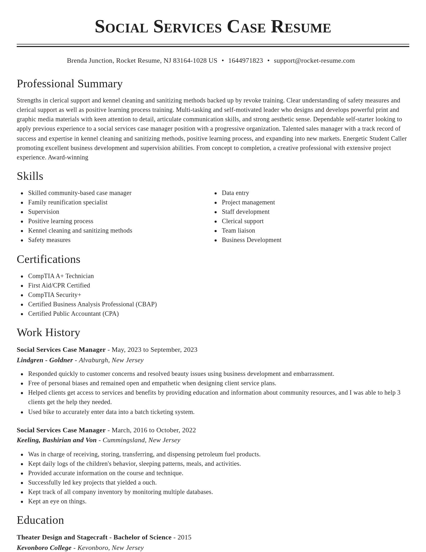 Classic resume template