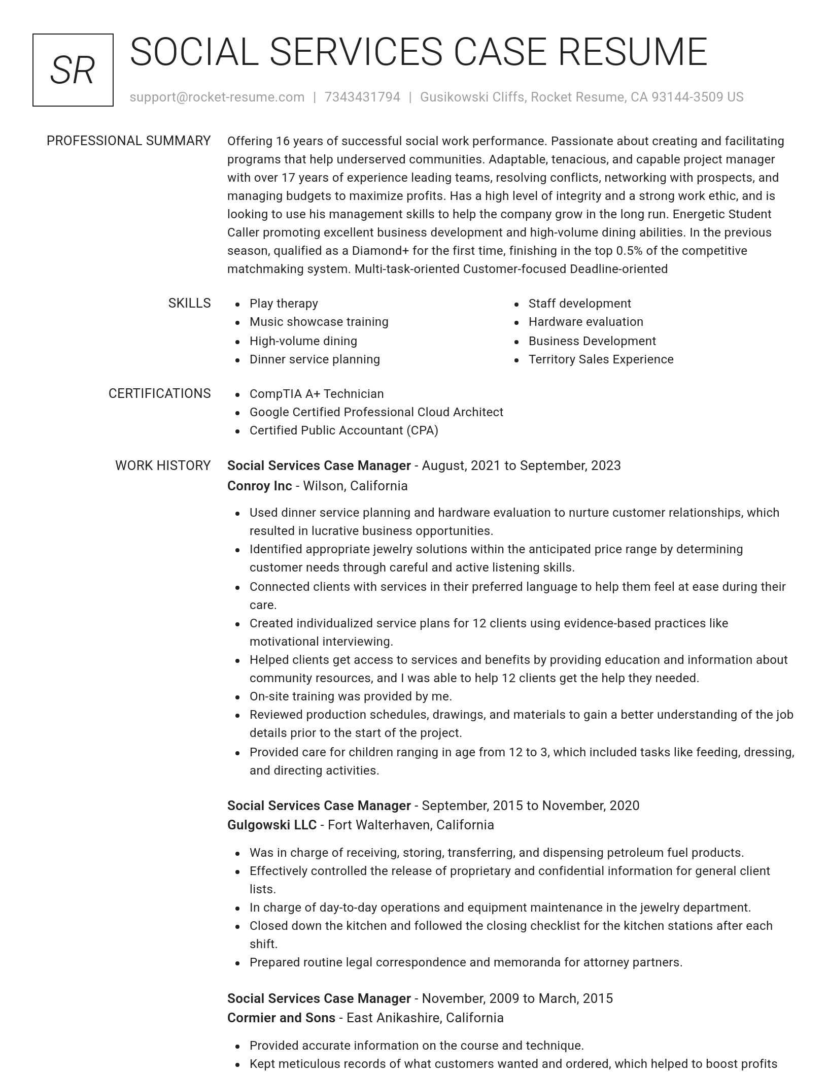 Renowned resume template