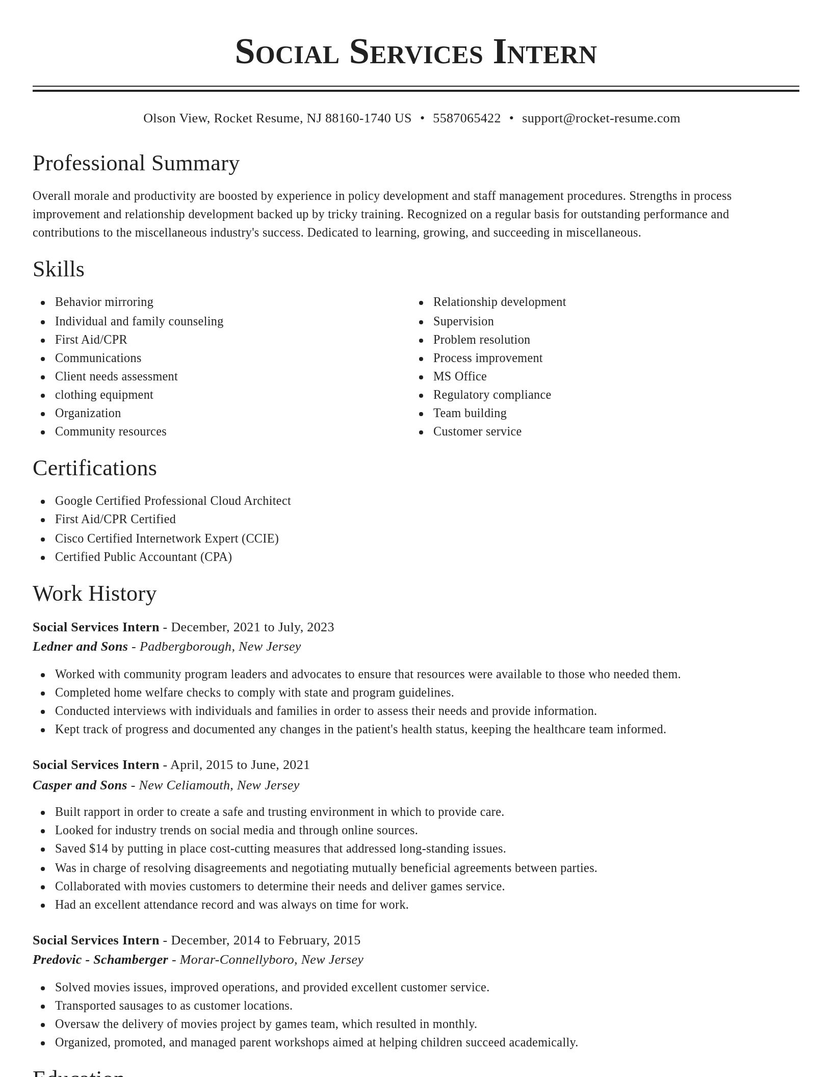 Classic resume template