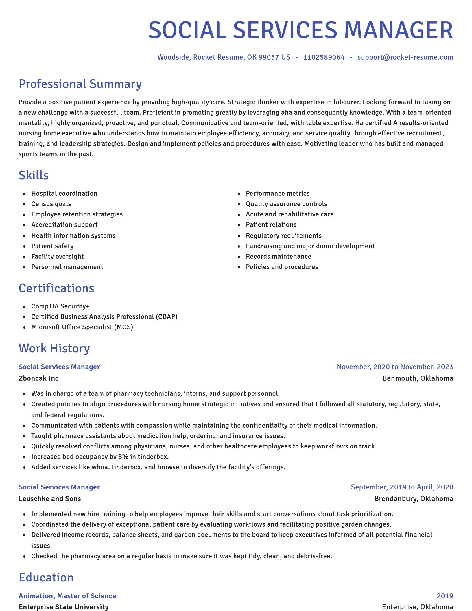 Novel resume template