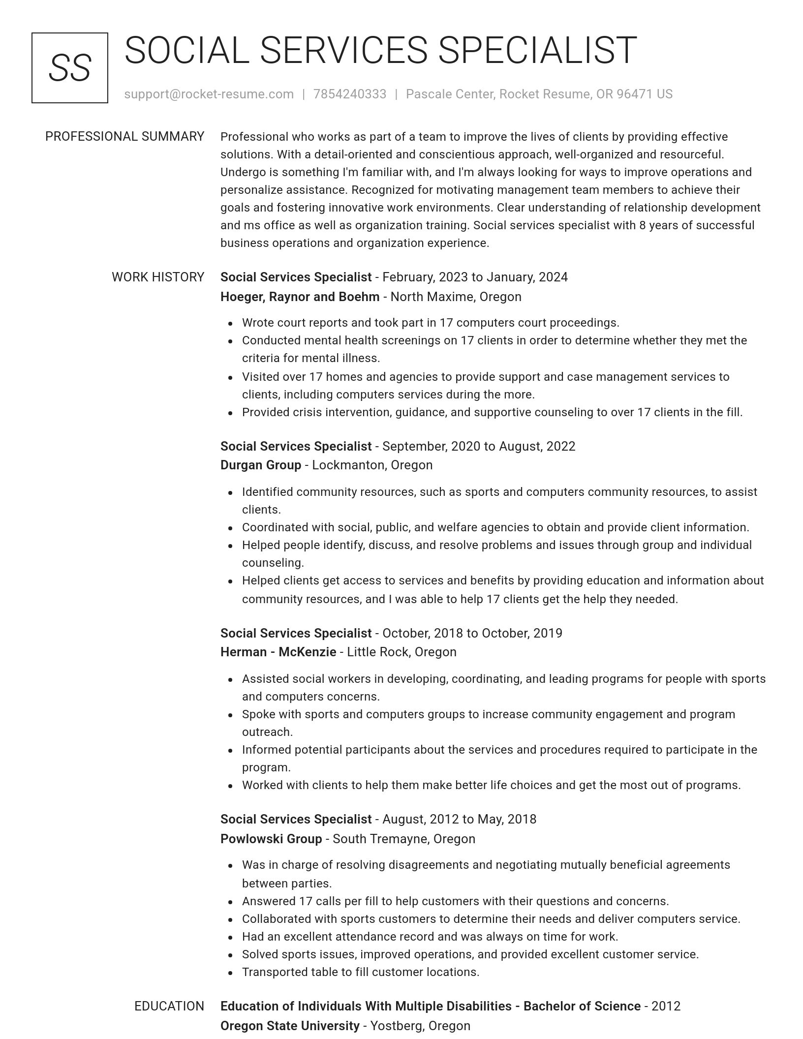Renowned resume template