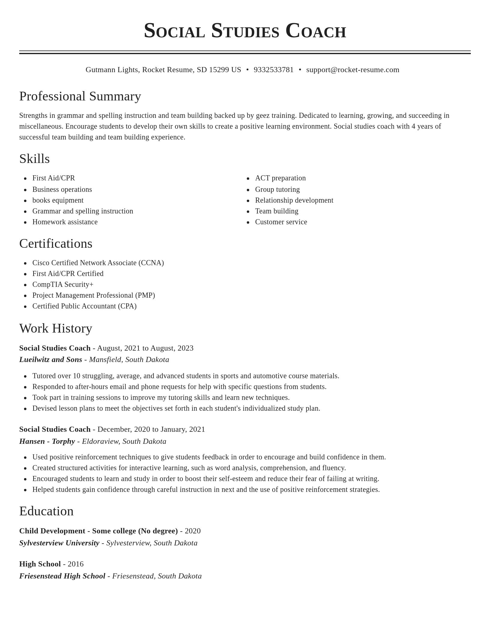 Classic resume template