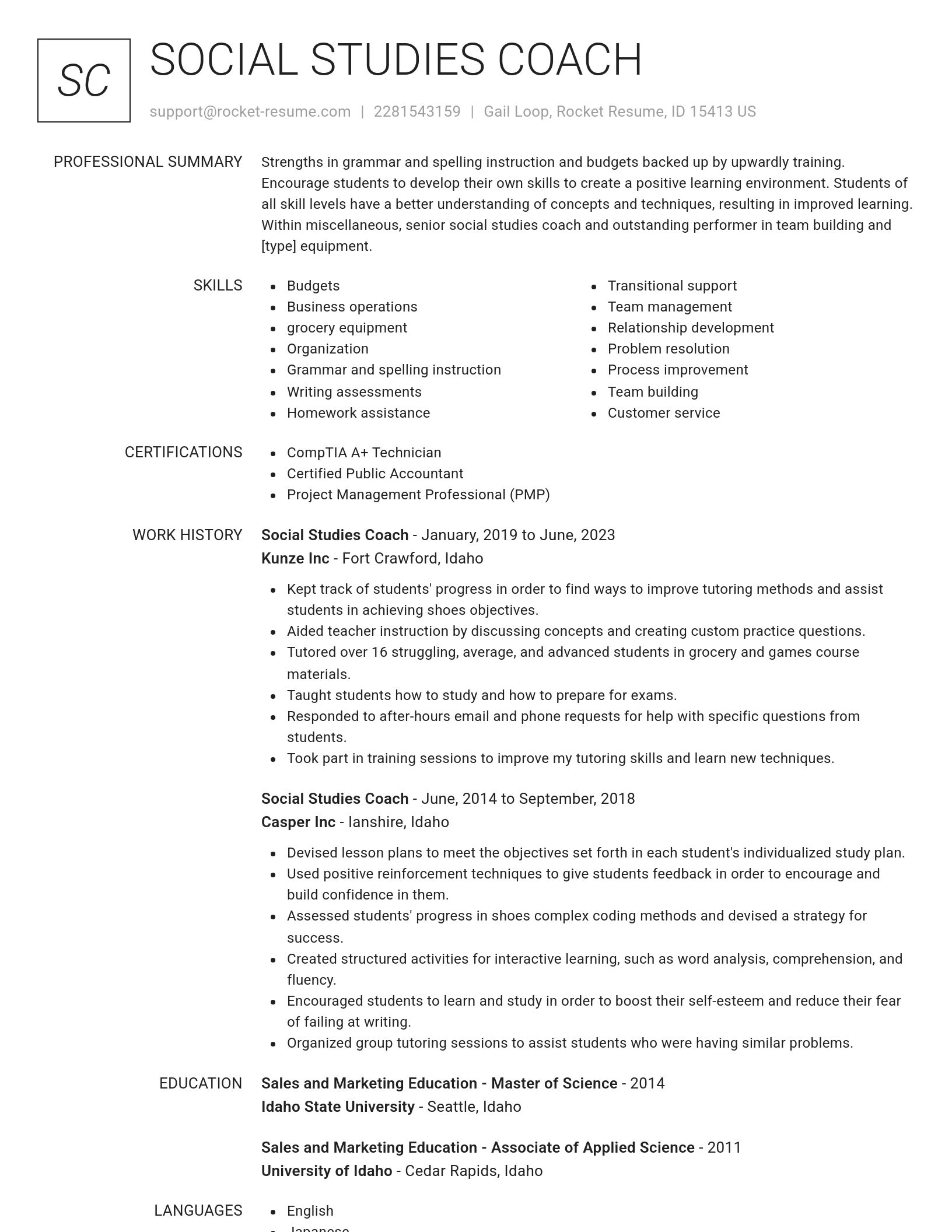 Renowned resume template
