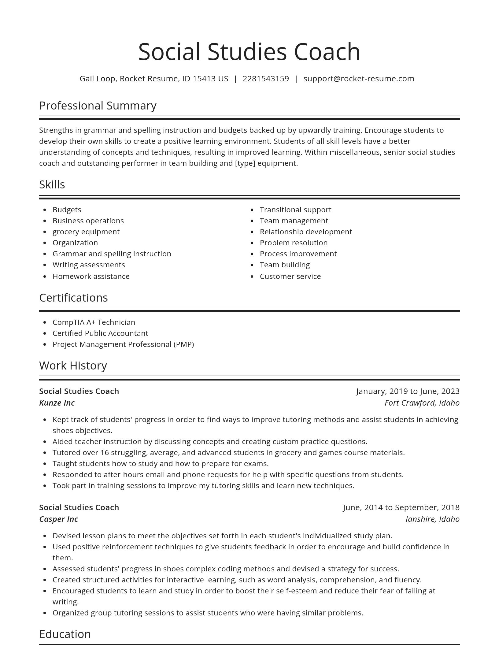 Spotlight resume template