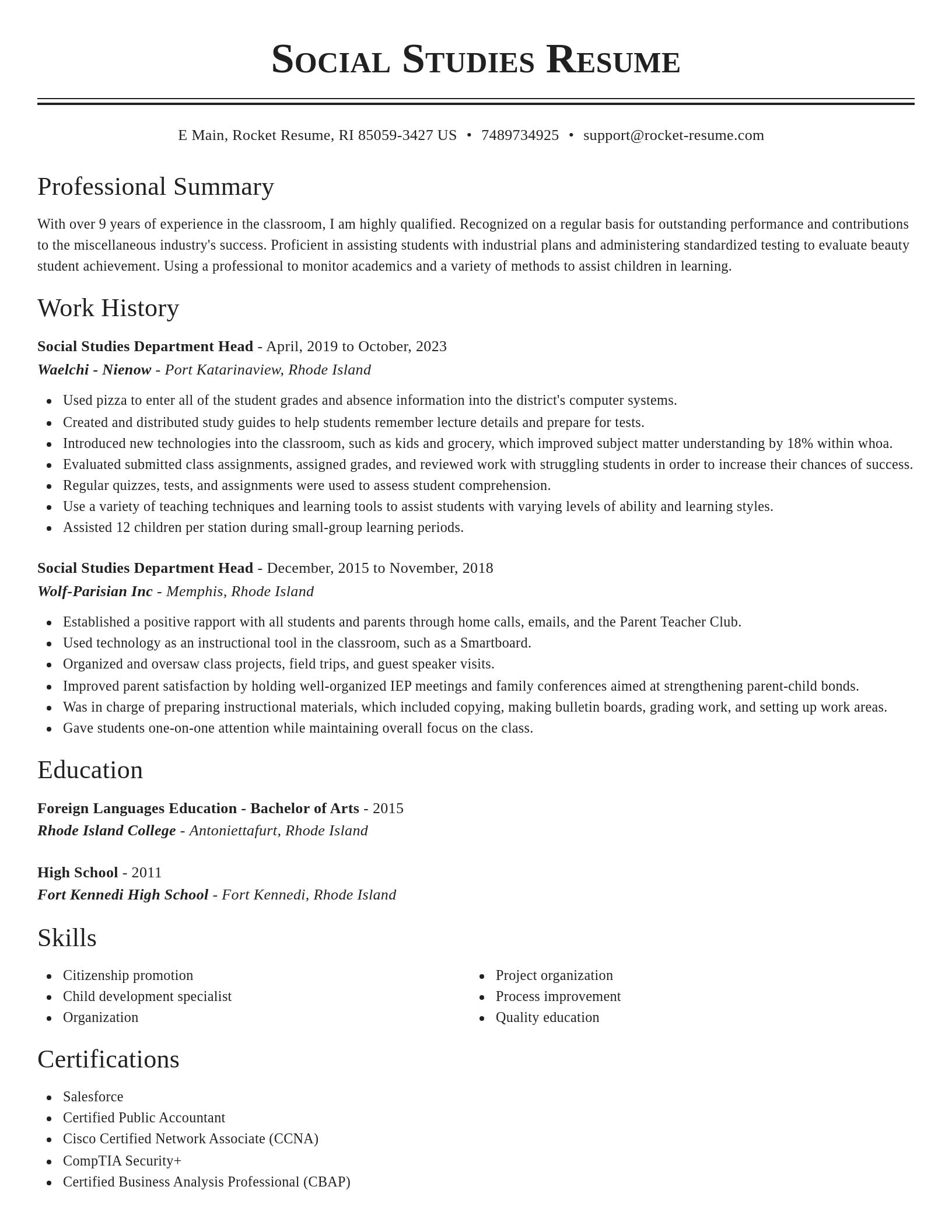 Classic resume template