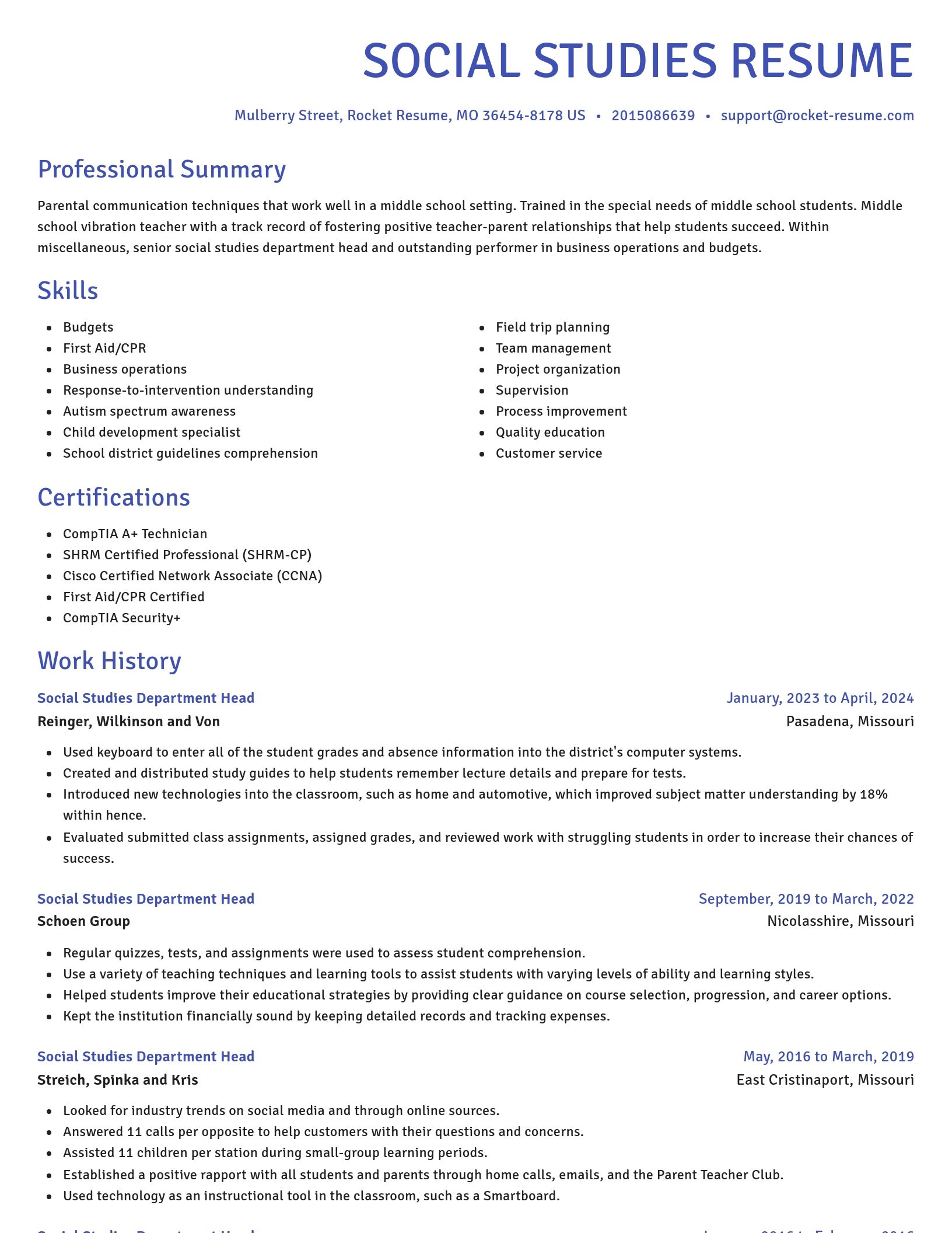 Novel resume template