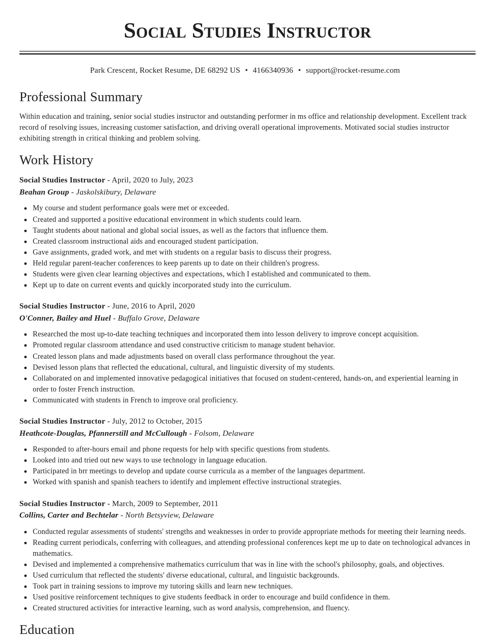 Classic resume template