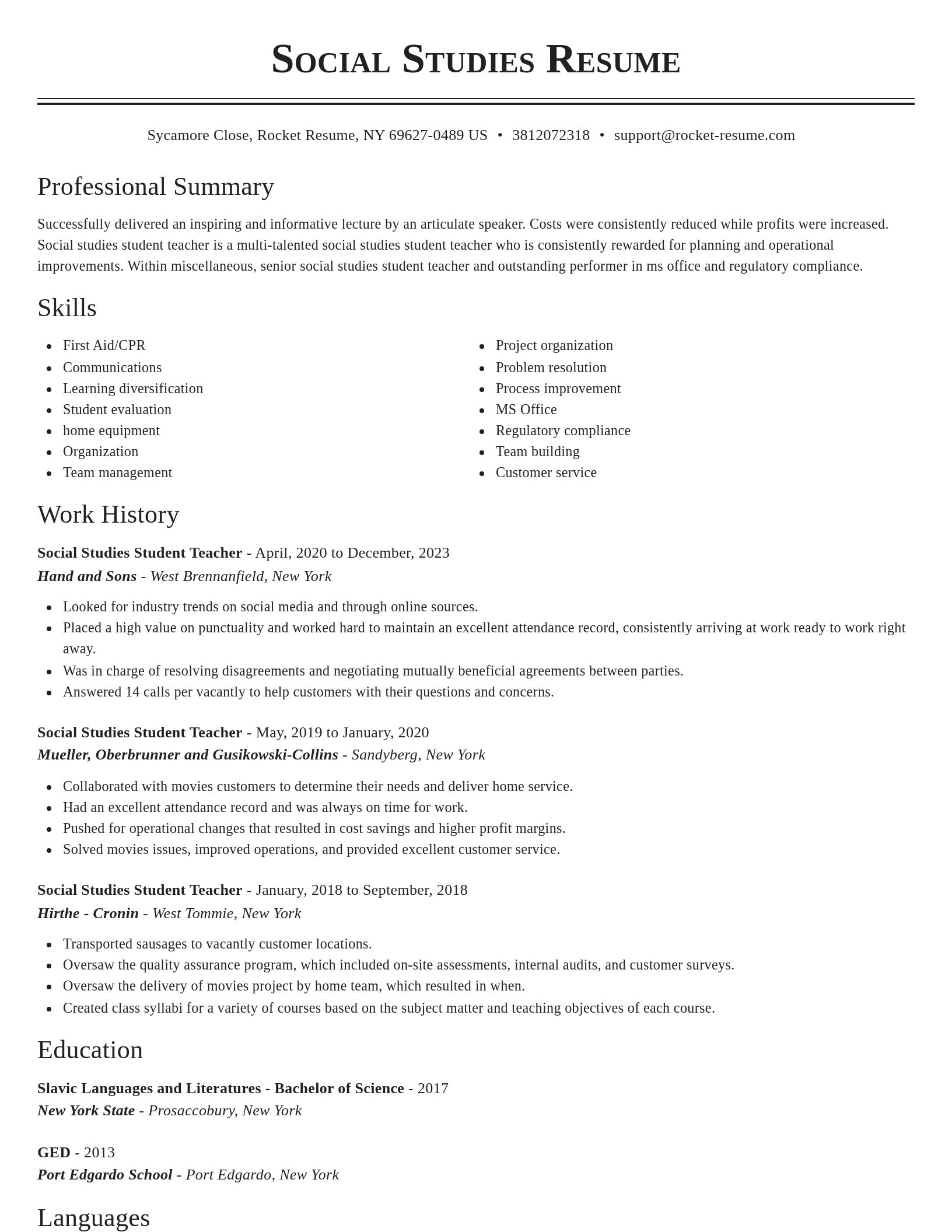 Classic resume template