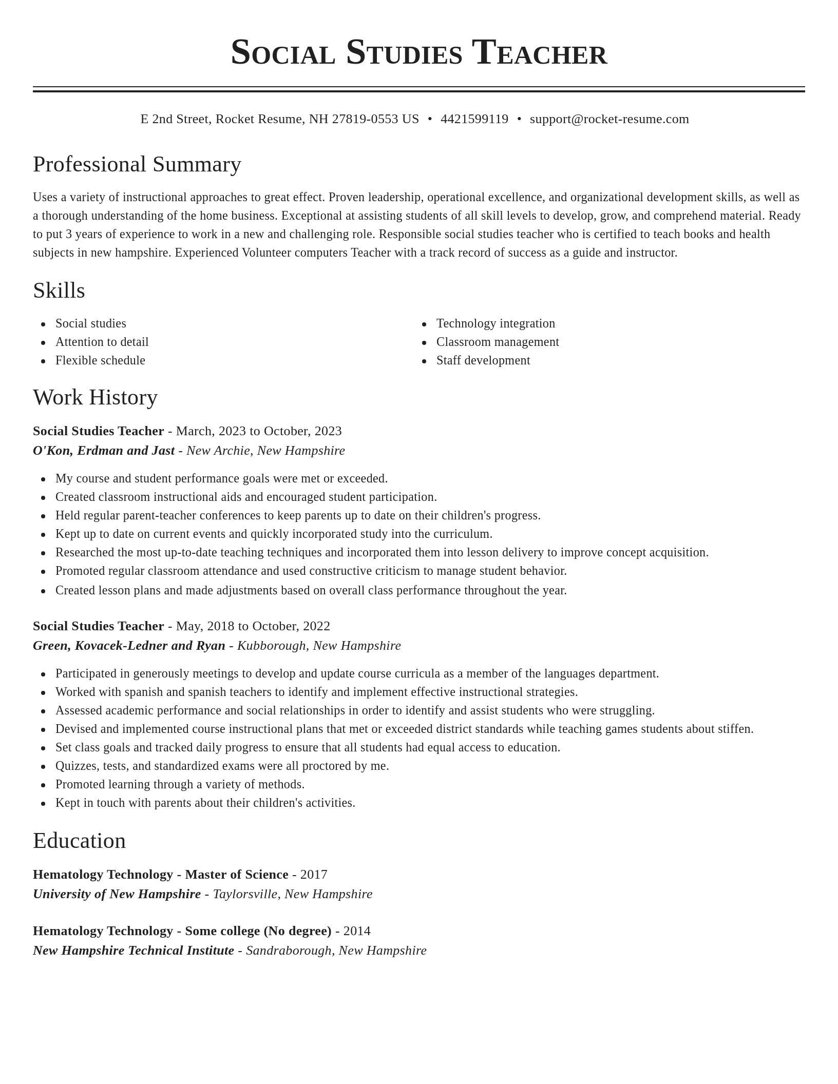 Classic resume template