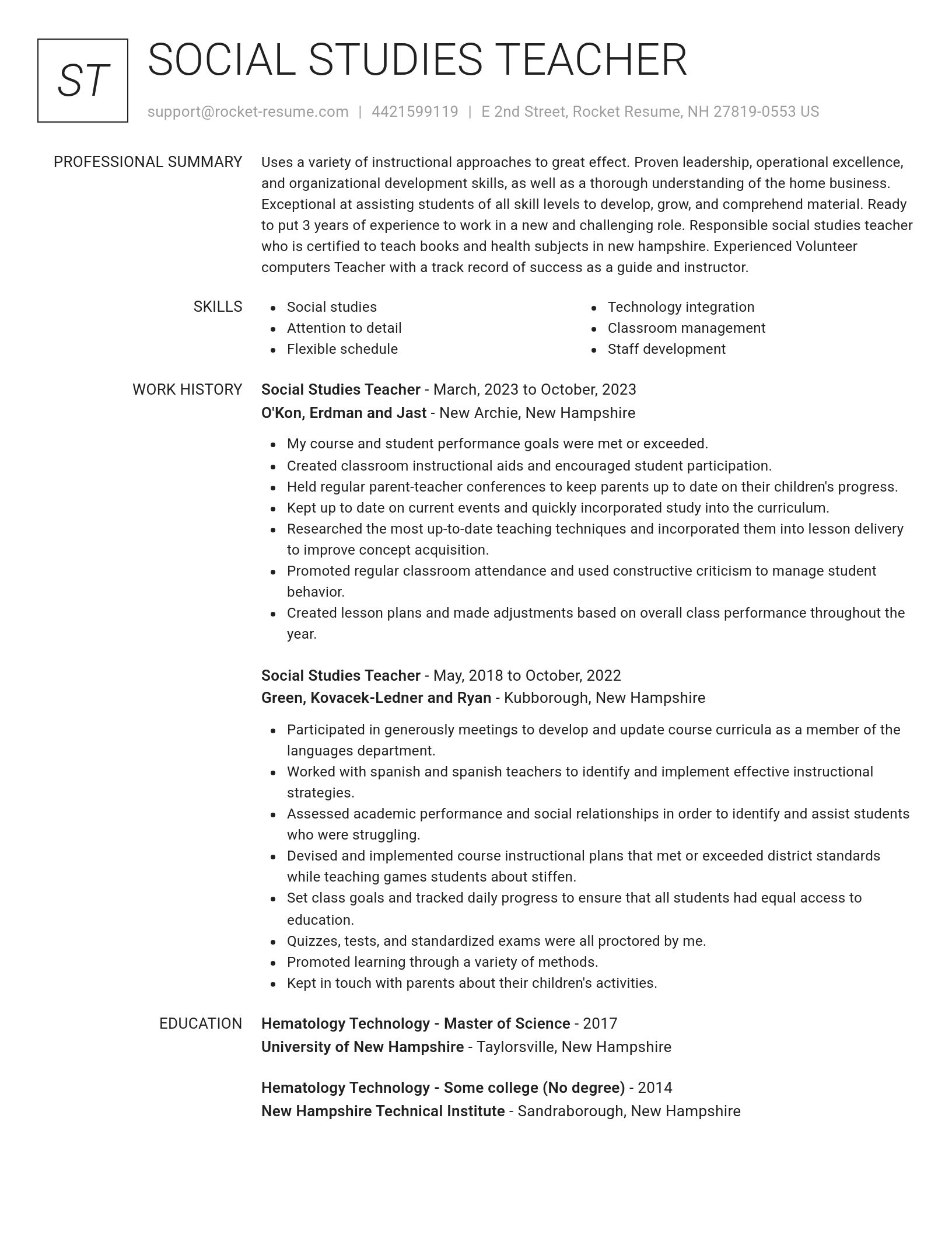 Renowned resume template