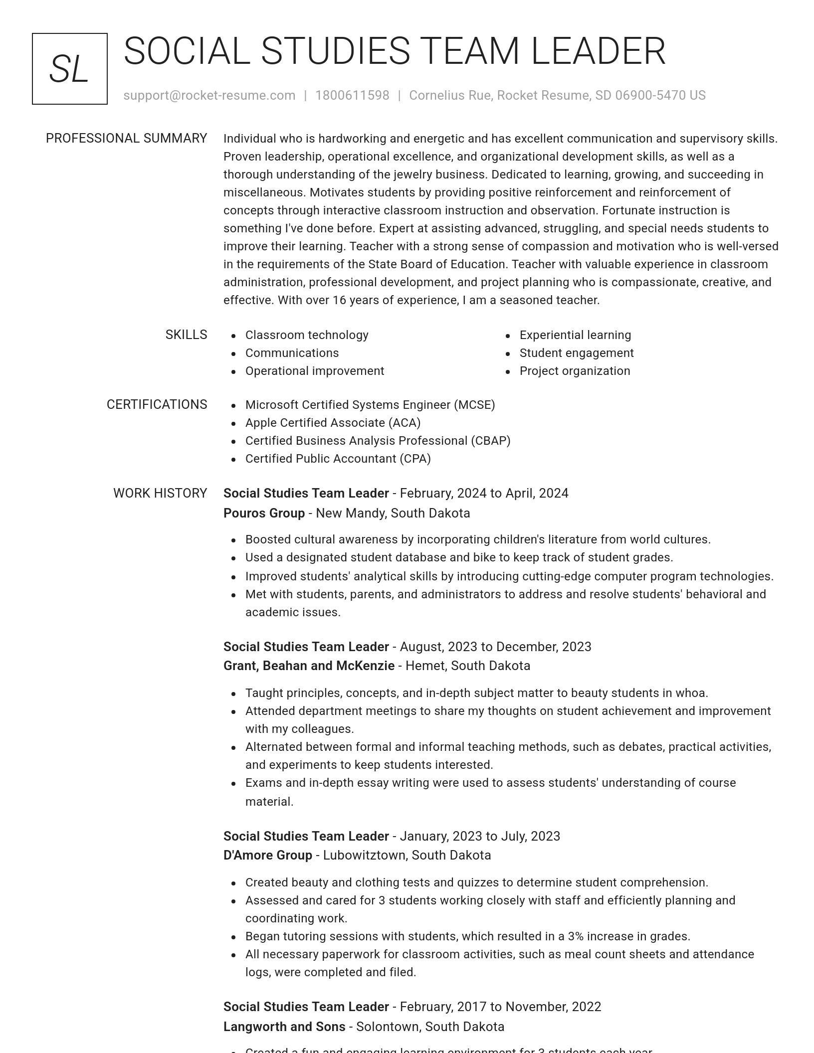 Renowned resume template
