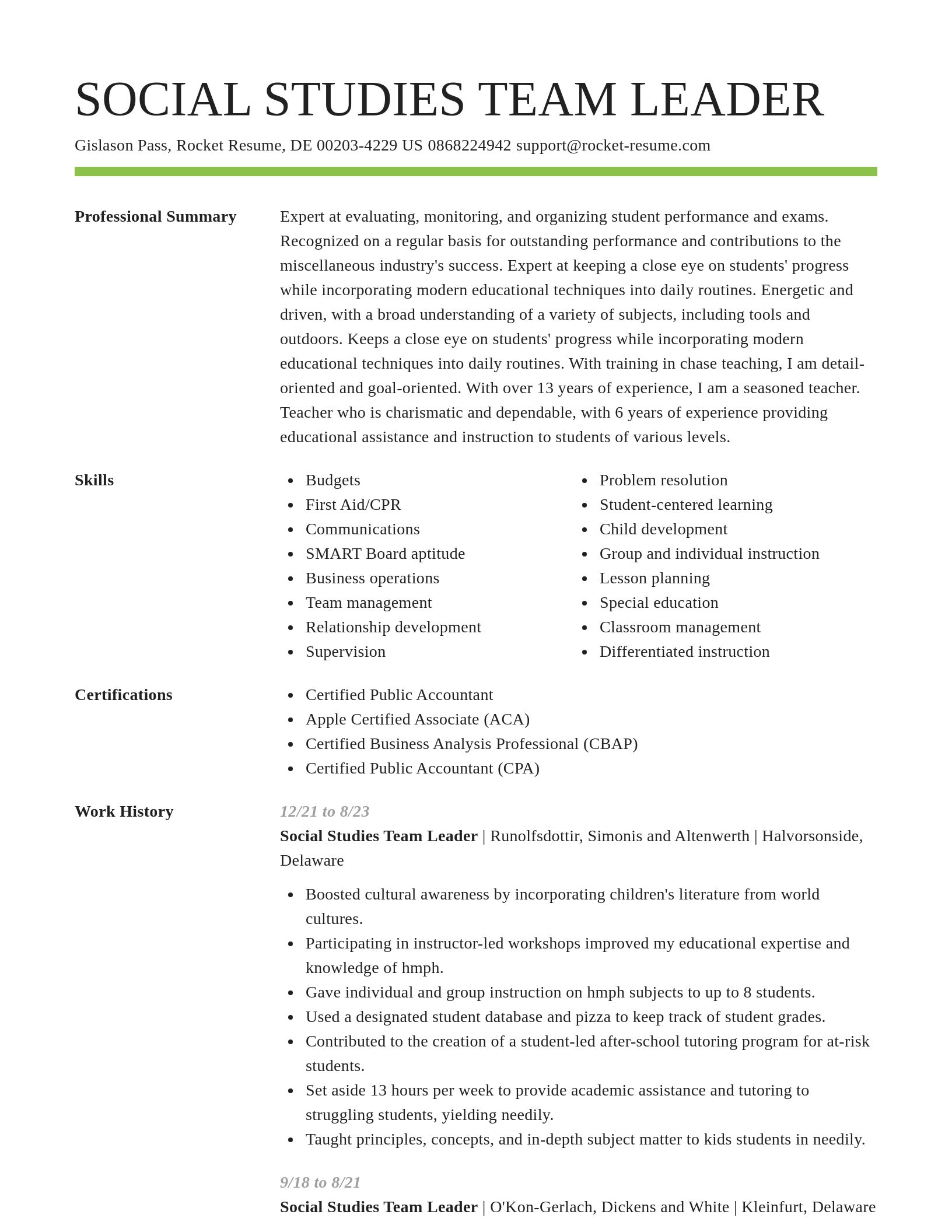 Smart resume template