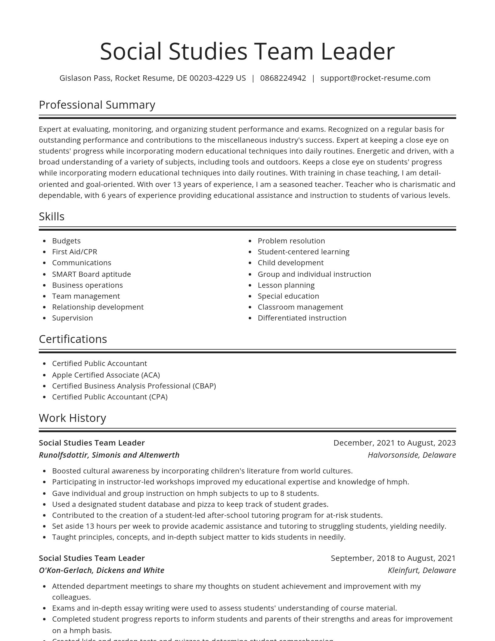 Spotlight resume template