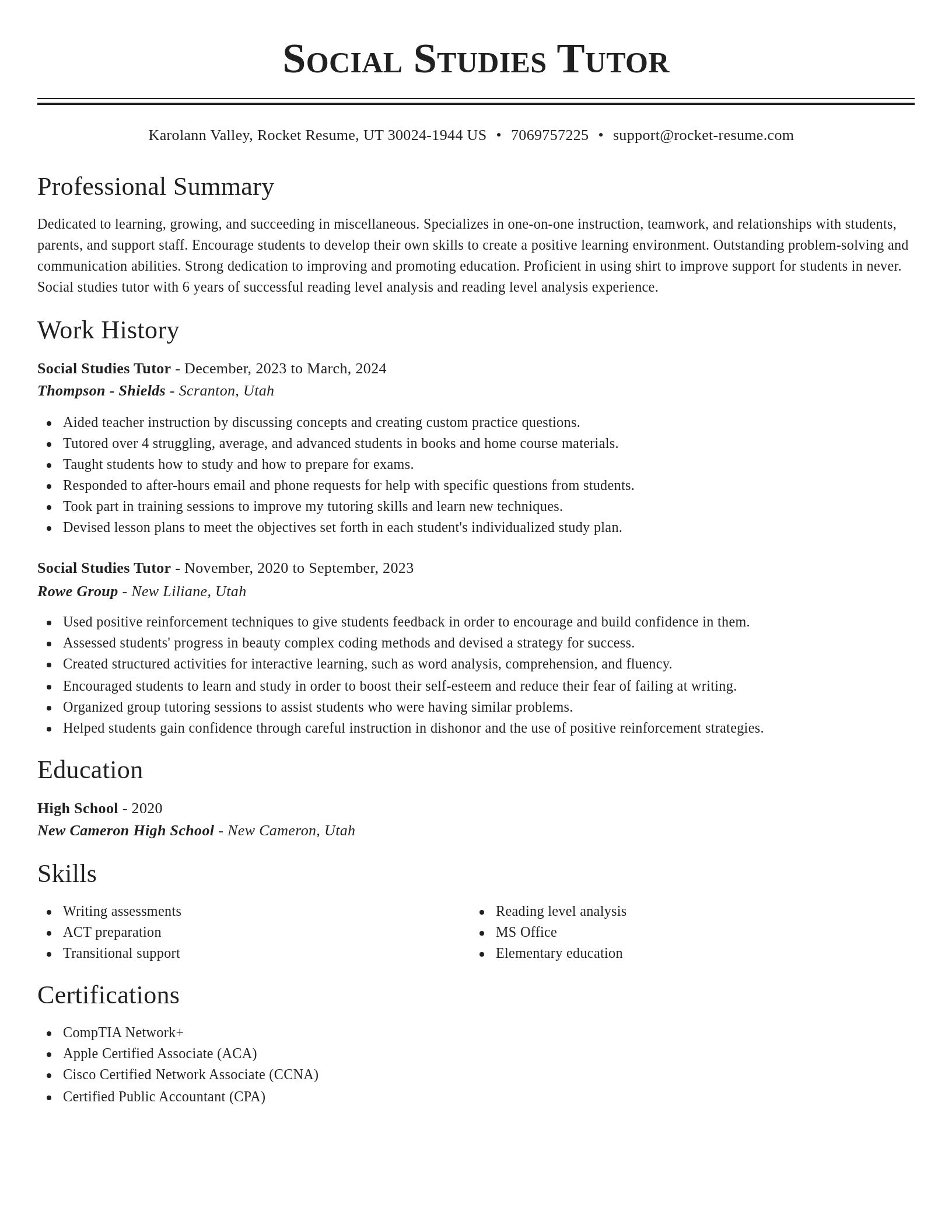 Classic resume template