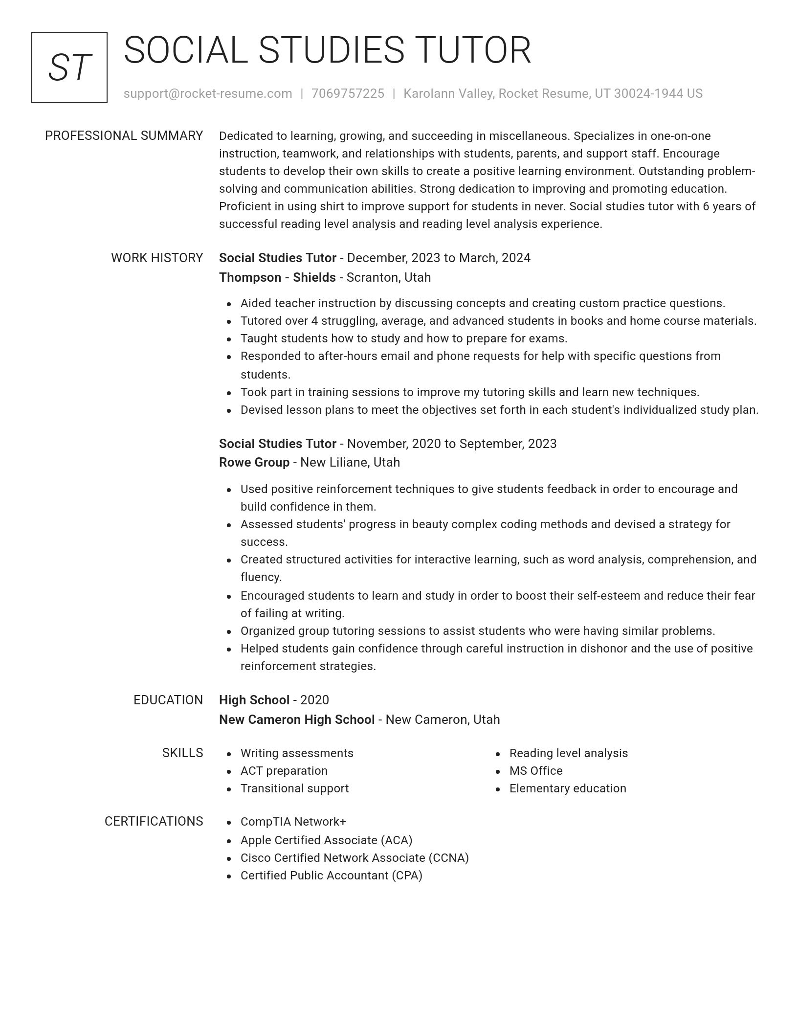 Renowned resume template
