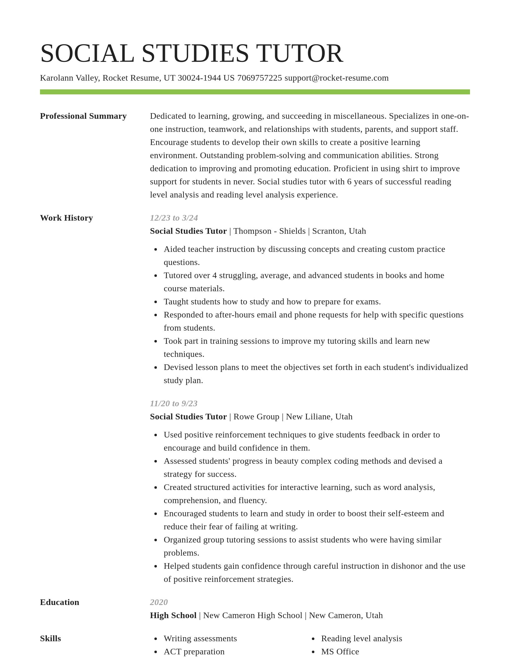 Smart resume template