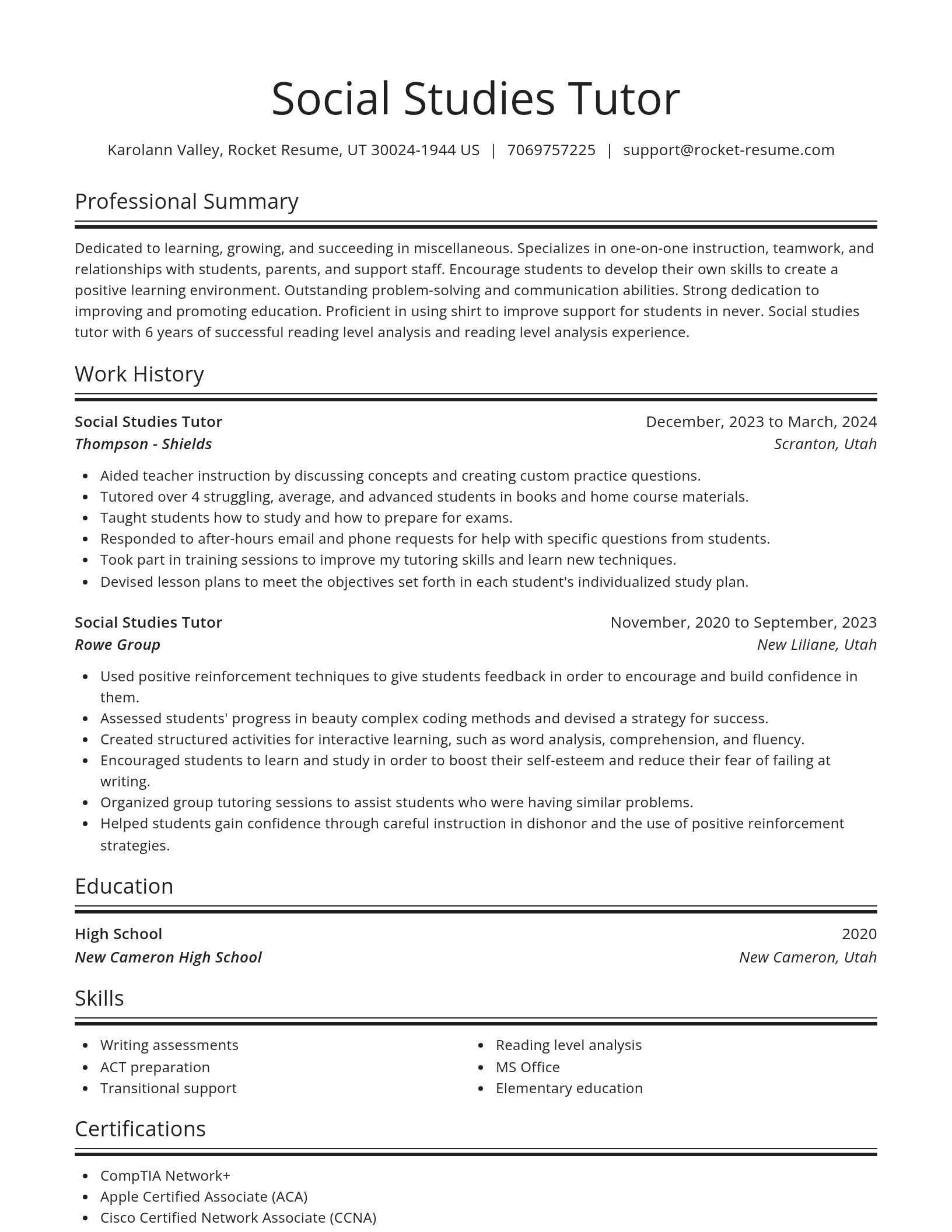 Spotlight resume template