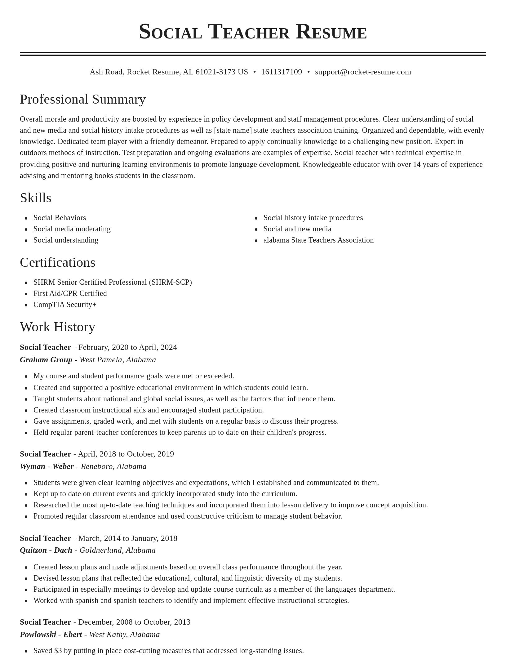 Classic resume template