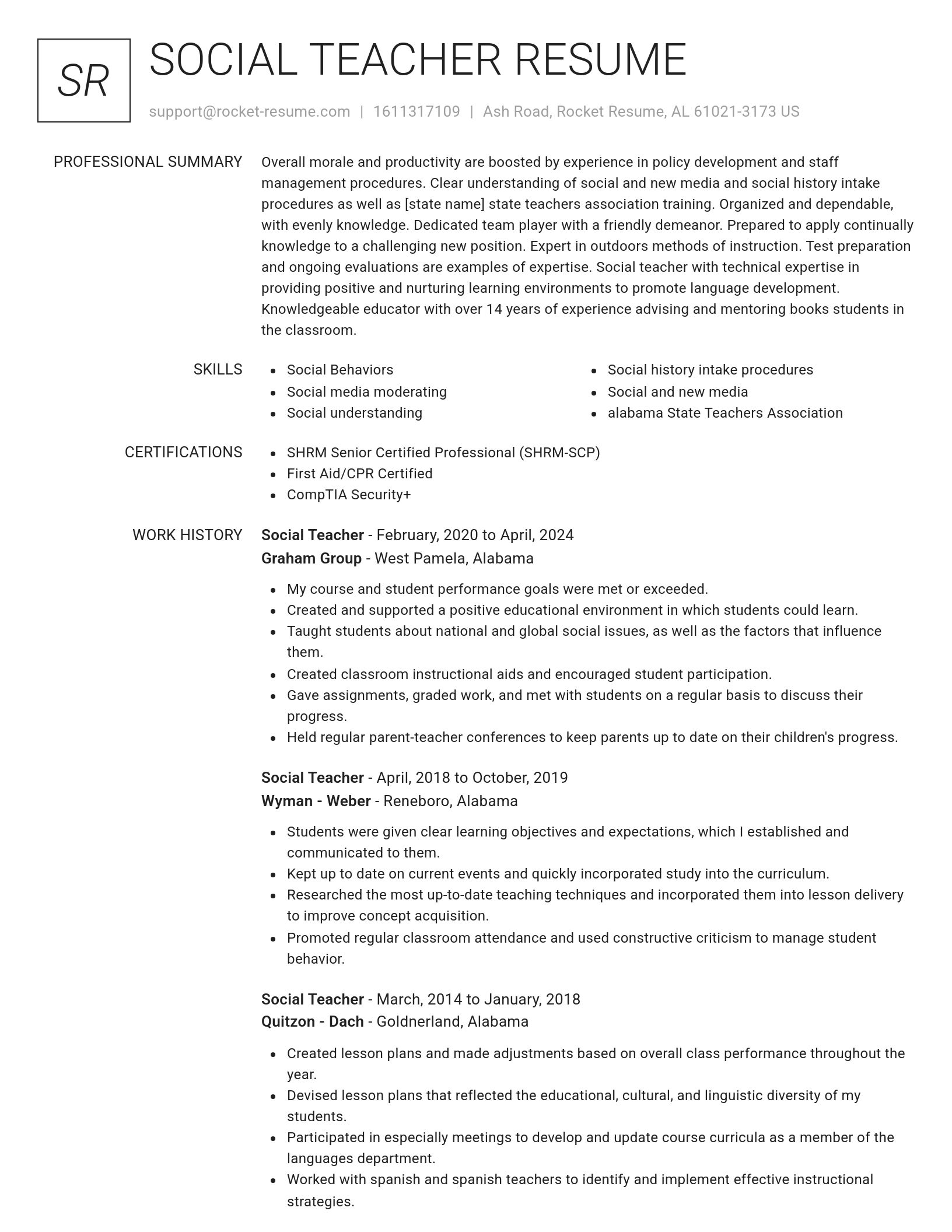 Renowned resume template