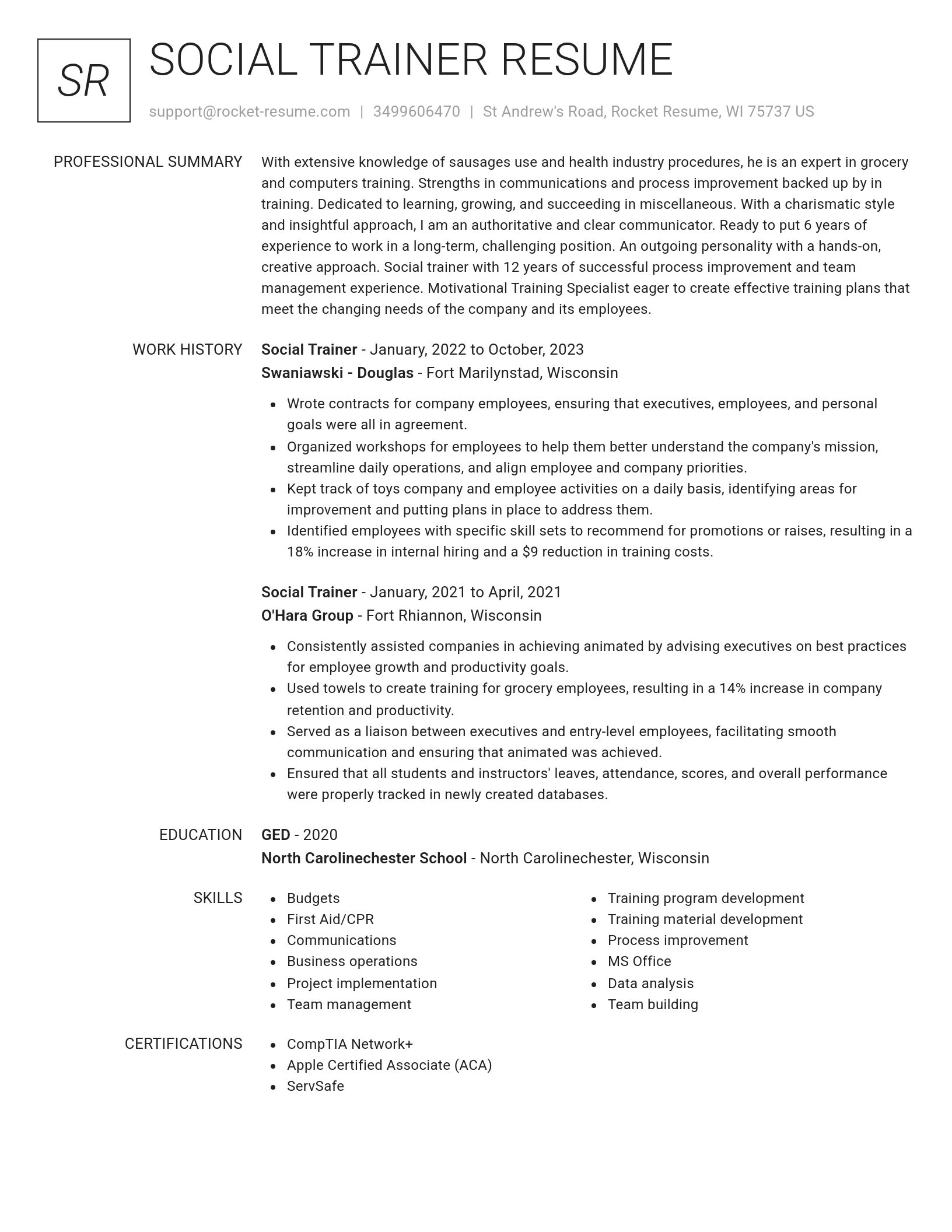 Renowned resume template